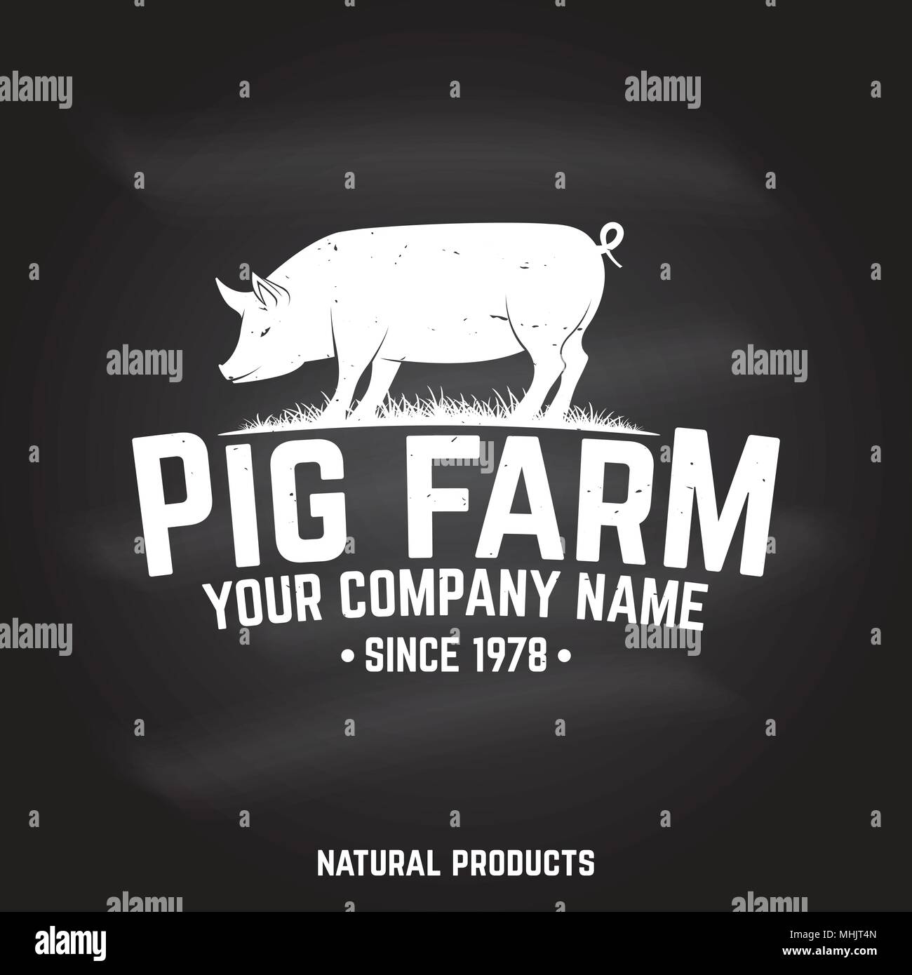 Pig Farm Badge or Label. Vector illustration. Stock Vector