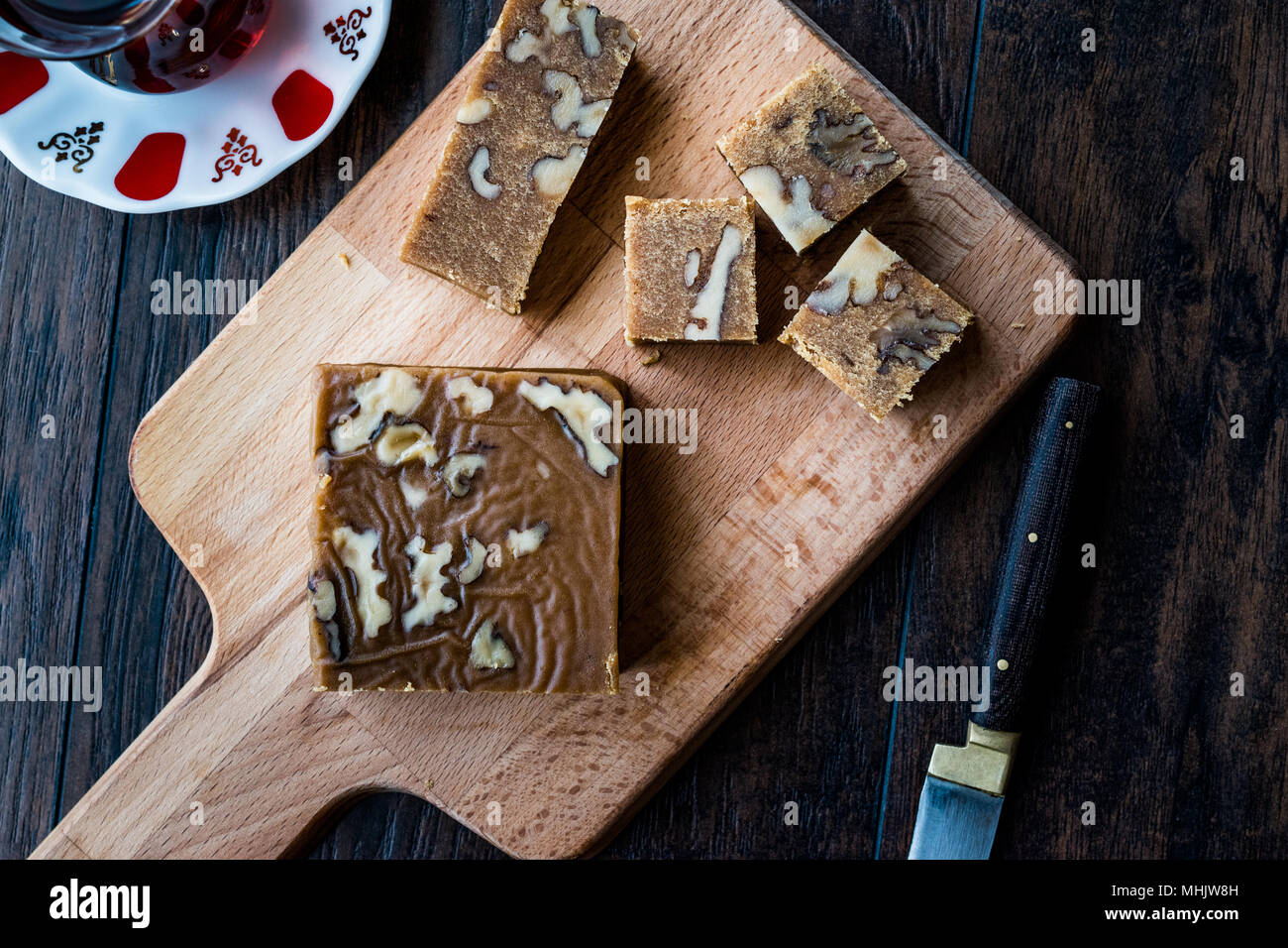 Turkish Summer Helva or Halva with walnut. Desseert Concept Stock Photo ...