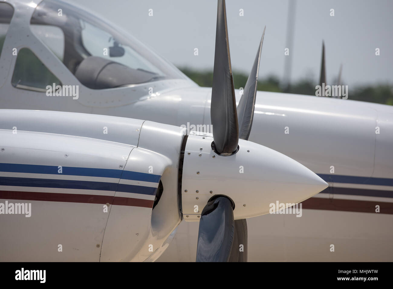 old airplane iron propeller engine detail Stock Photo - Alamy