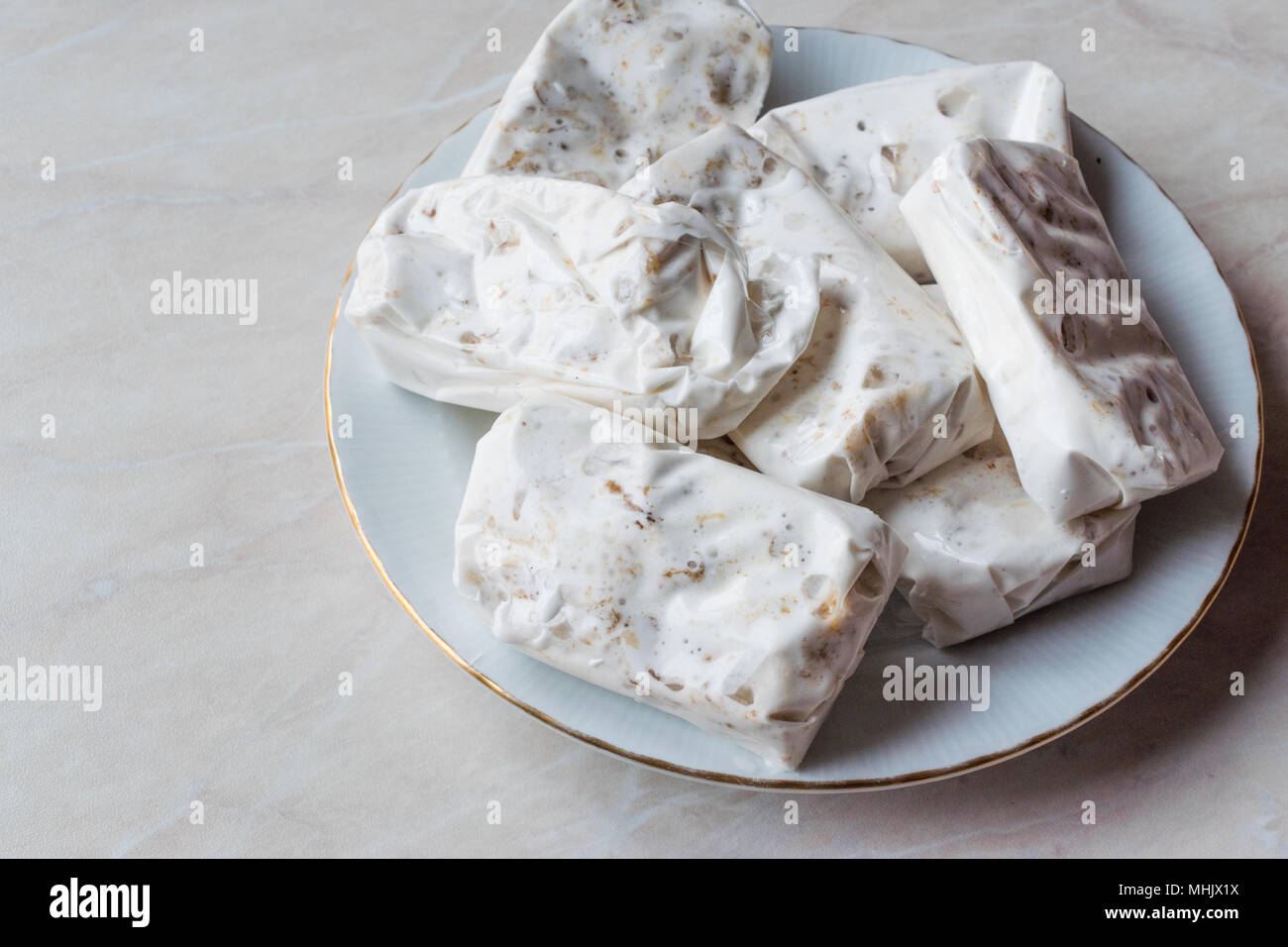 Turkish Helva Sakiz Helvasi / Gum Halva with Walnut. Traditional Food