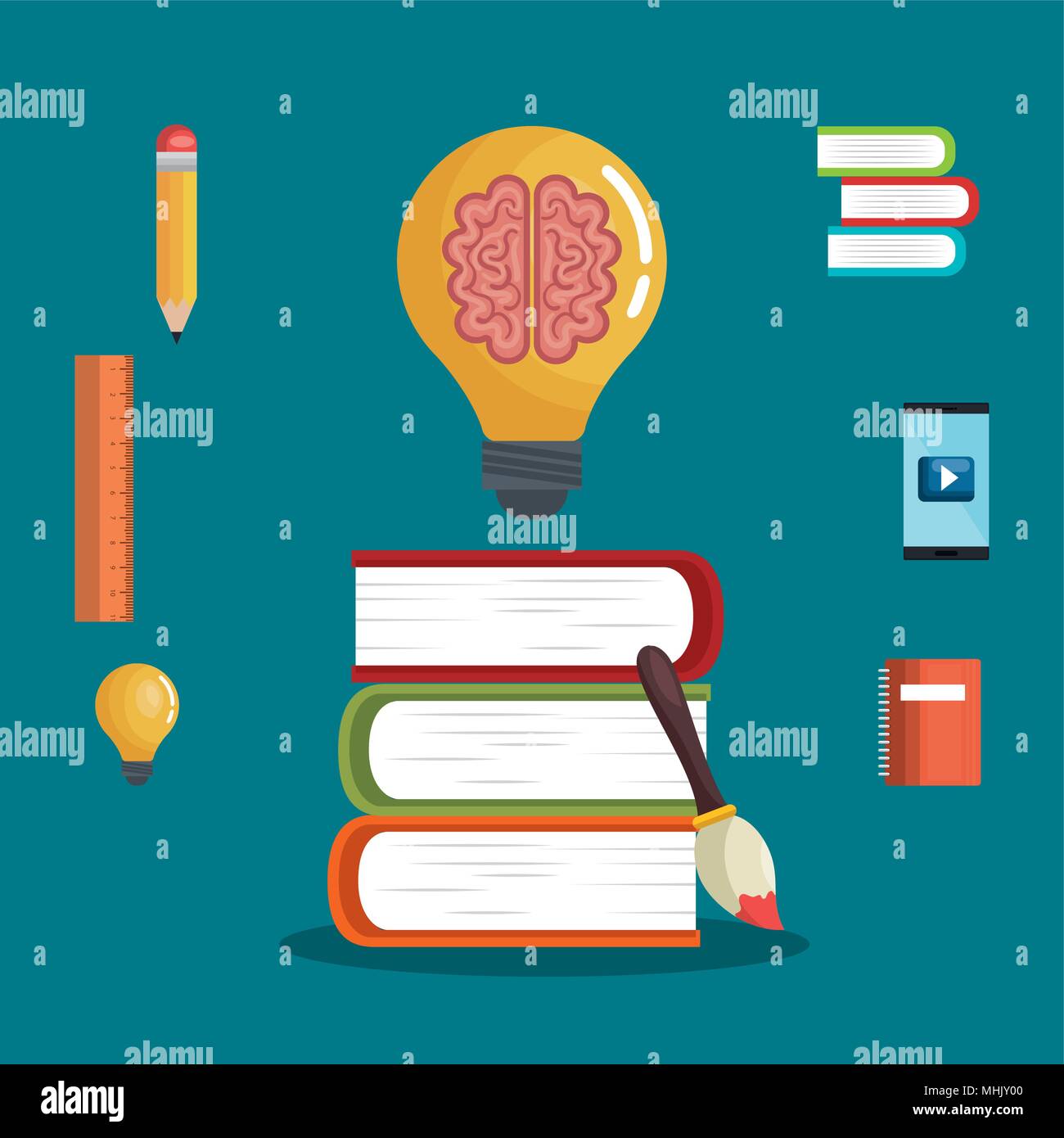 education easy learning set icons Stock Vector