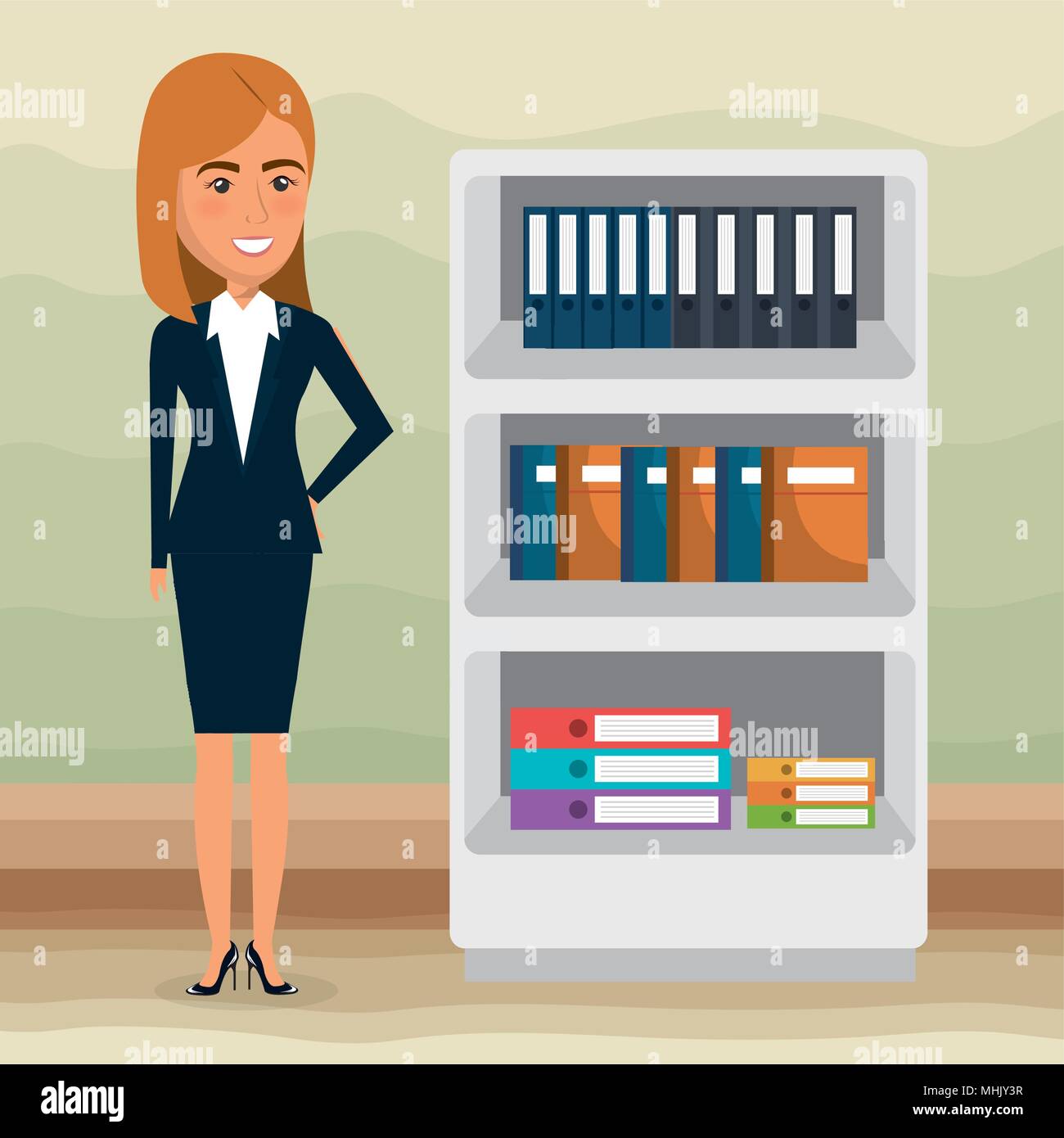 elegant businesswoman in the office scene Stock Vector Image & Art - Alamy