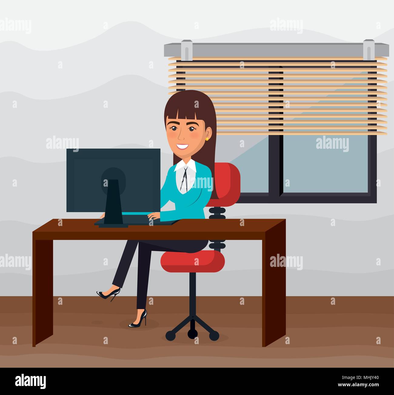 elegant businesswoman in the office scene Stock Vector Image & Art - Alamy