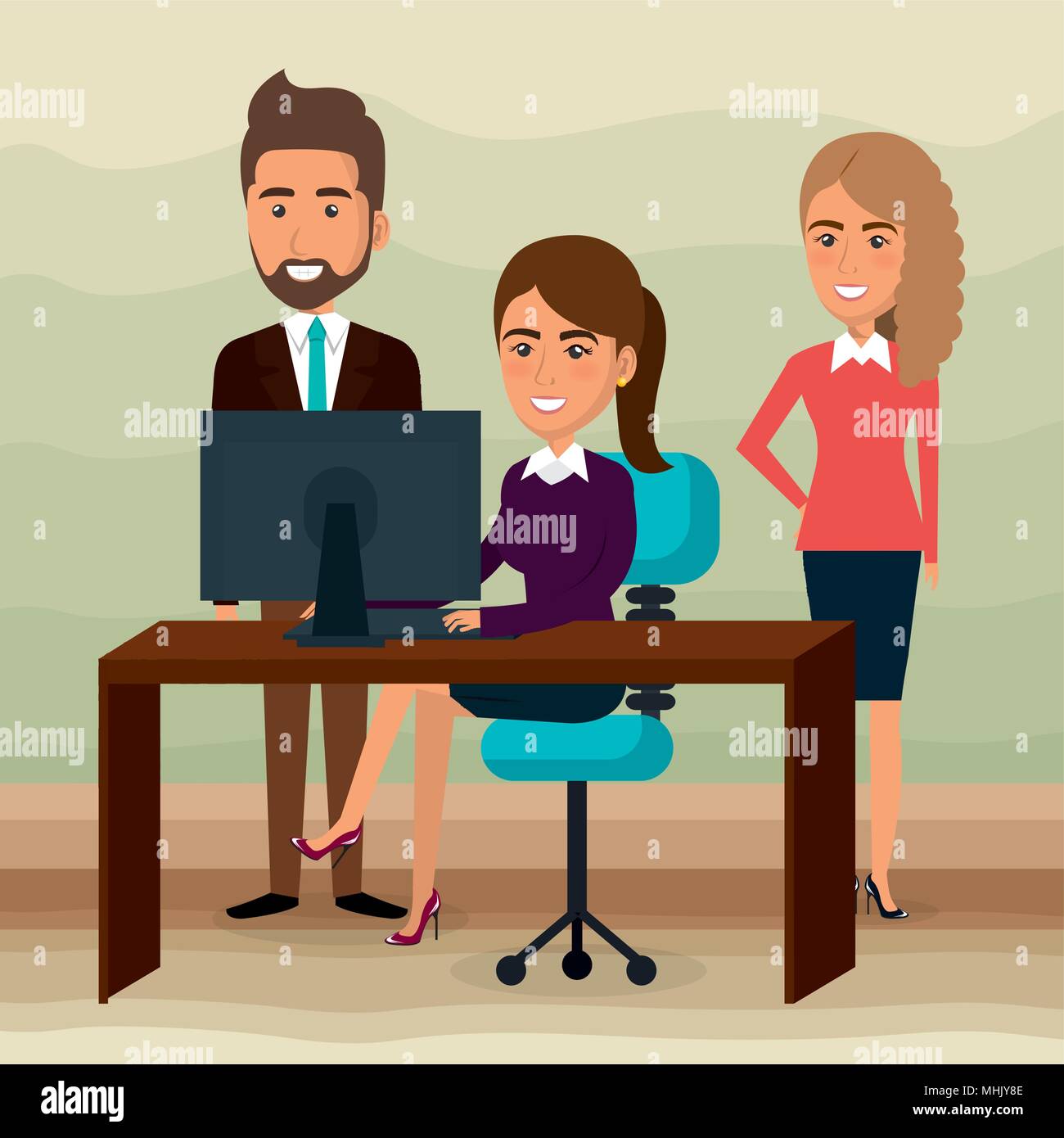 elegant business people in the office scene Stock Vector Image & Art ...