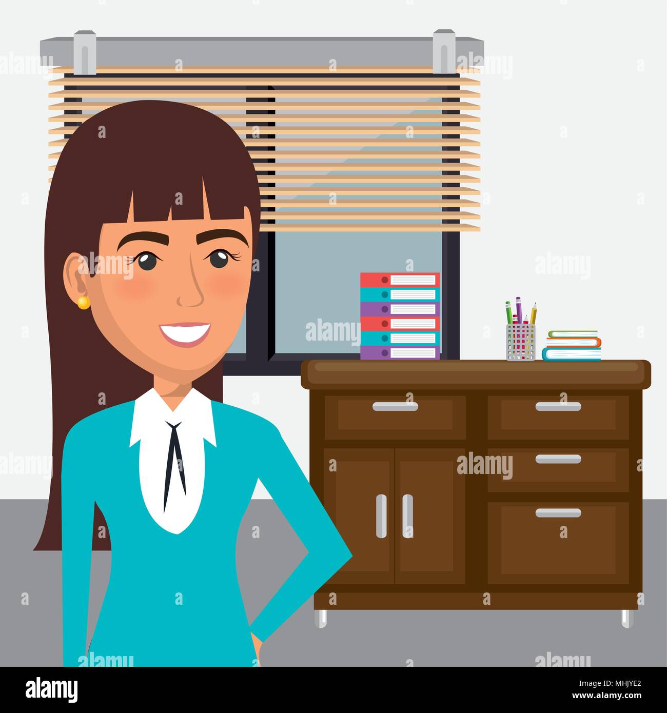 elegant businesswoman in the office scene Stock Vector Image & Art - Alamy