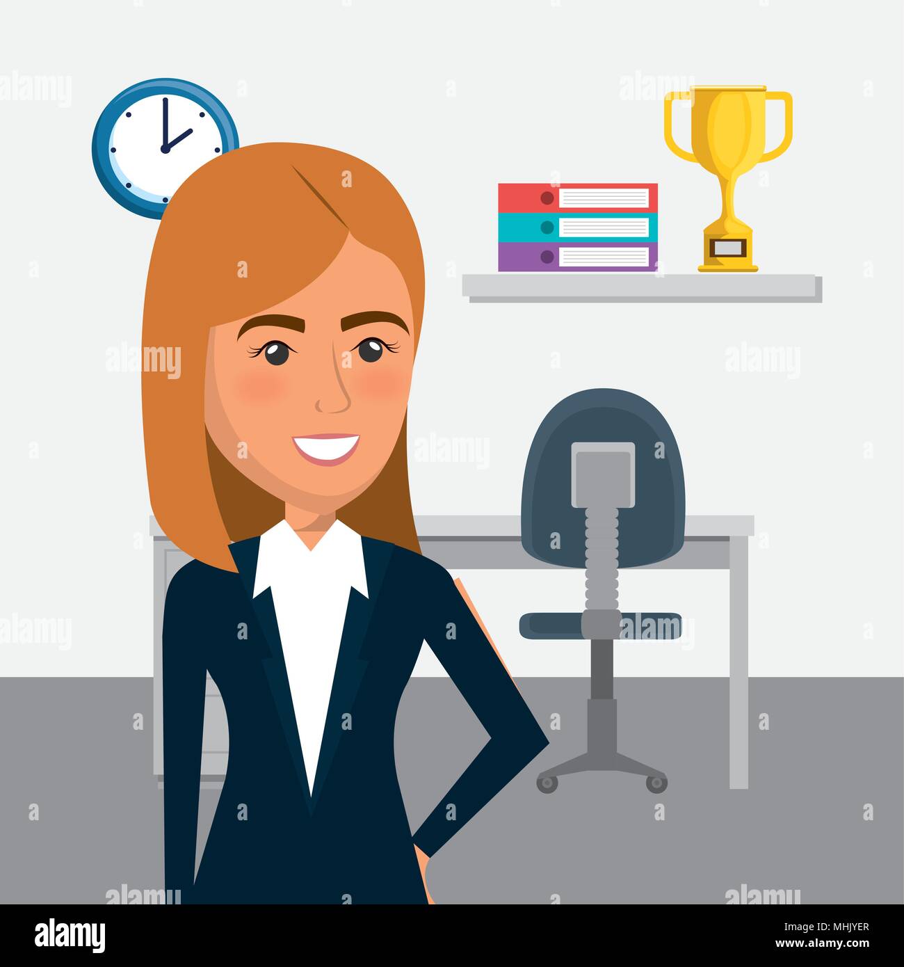 elegant businesswoman in the office scene Stock Vector Image & Art - Alamy