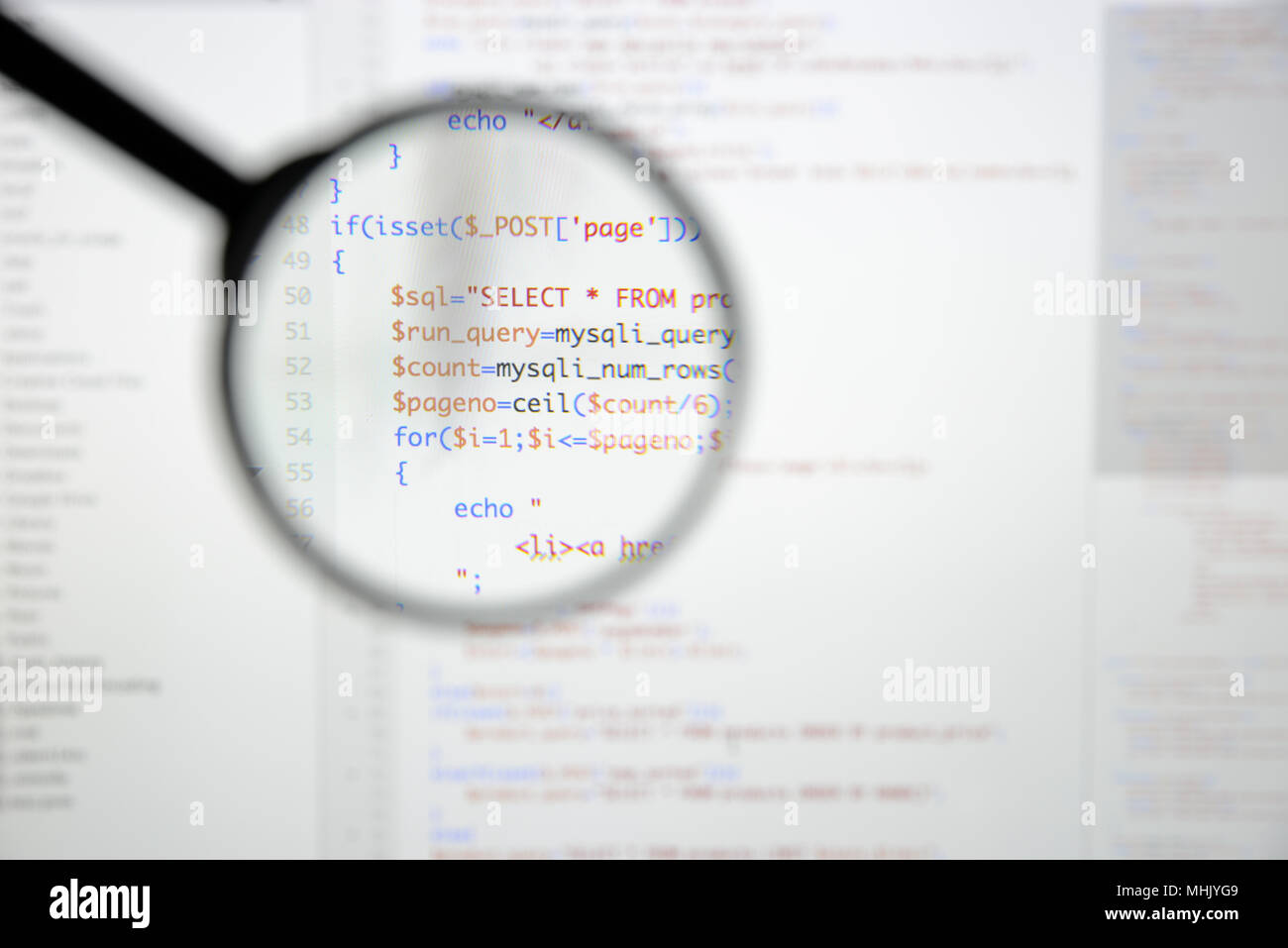 Real Php code developing screen. Programing workflow abstract algorithm ...