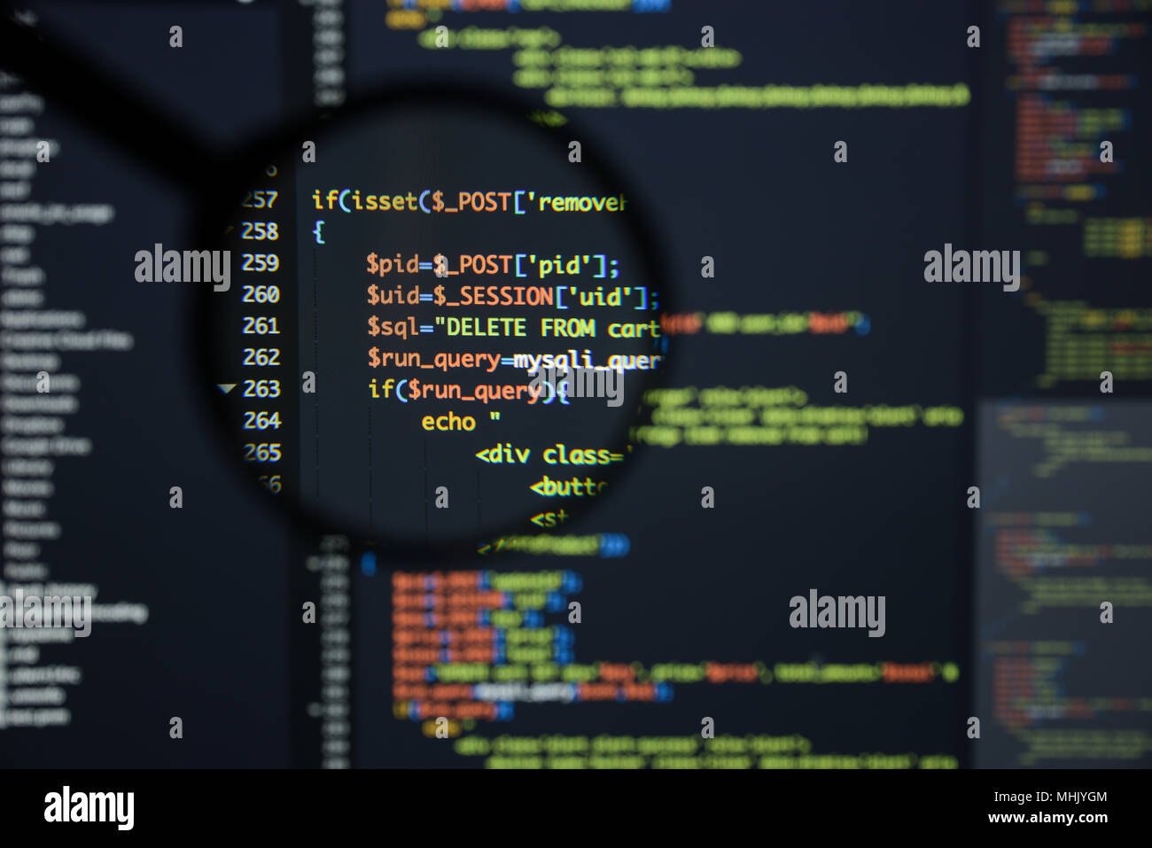 Real Php code developing screen. Programing workflow abstract algorithm ...