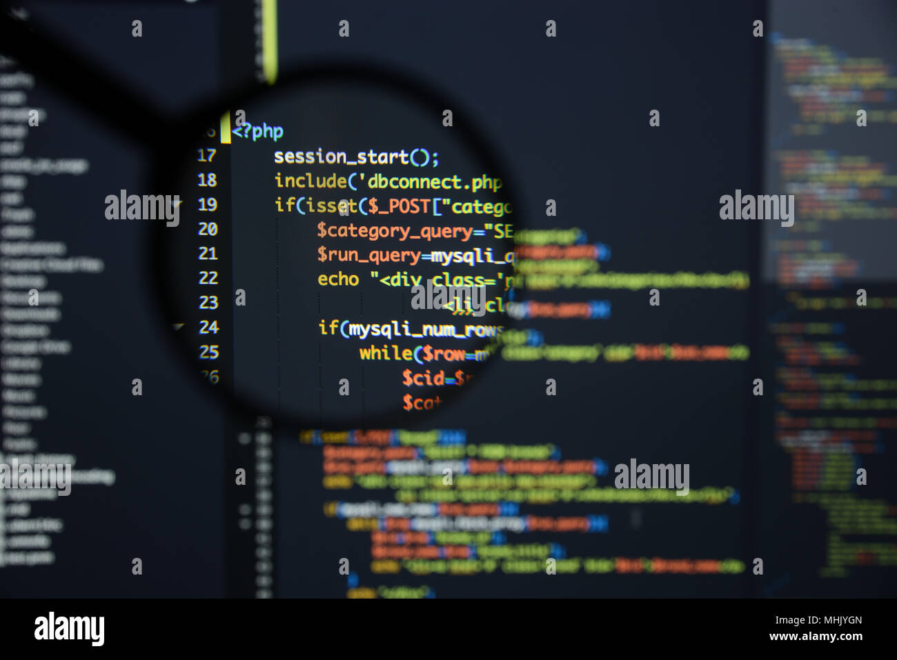 Real Php code developing screen. Programing workflow abstract algorithm ...