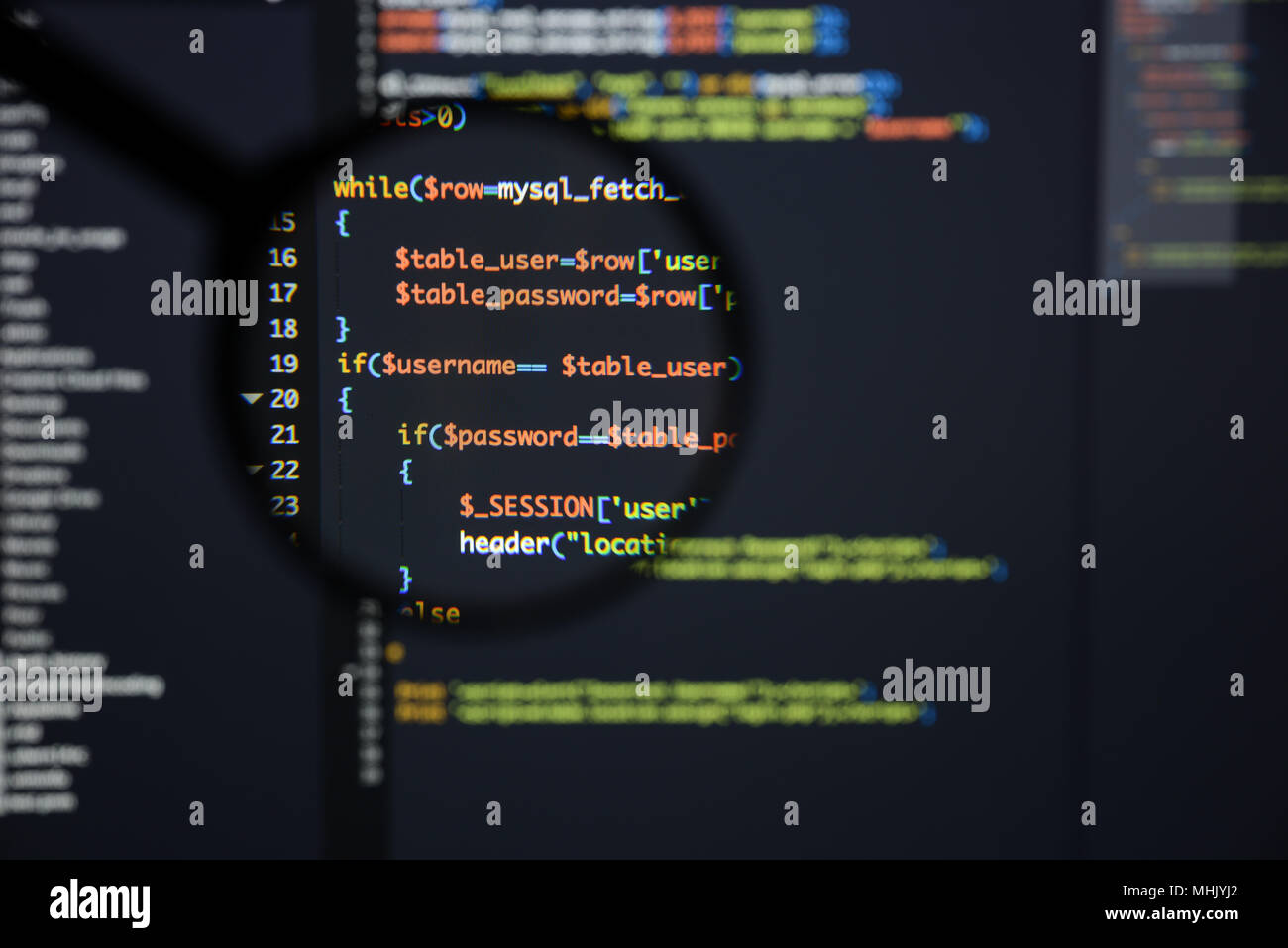 Real Php code developing screen. Programing workflow abstract algorithm ...
