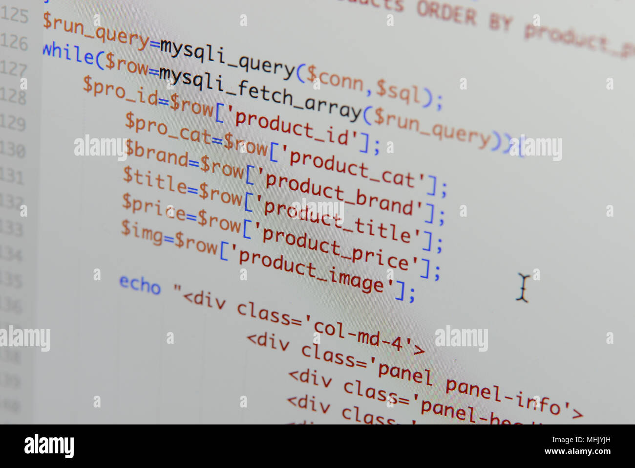 Real Php Code Developing Screen Programing Workflow Abstract Algorithm Concept Lines Of Php Code Visible Stock Photo Alamy