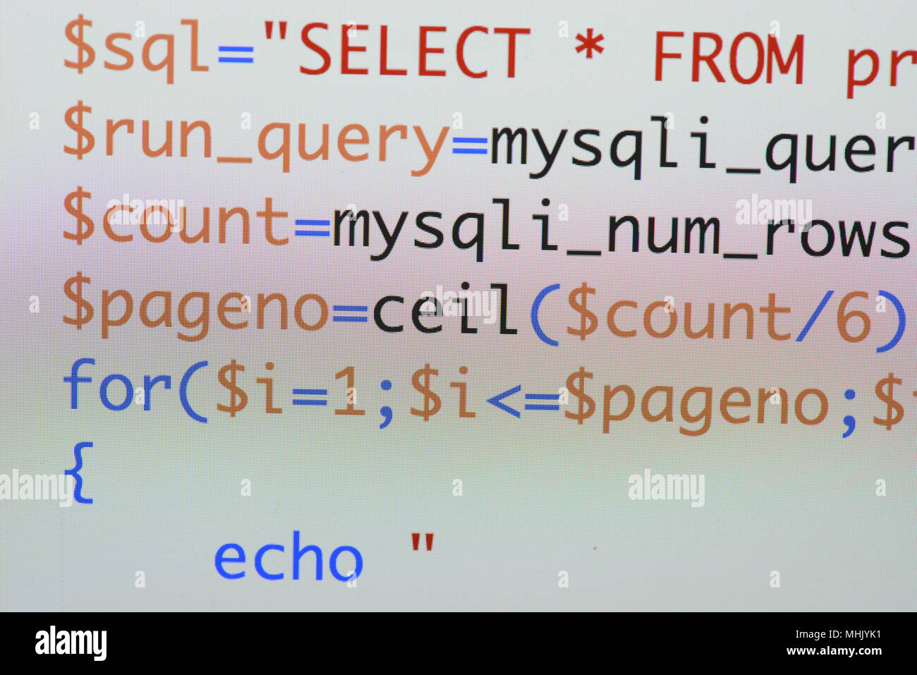 Real Php code developing screen. Programing workflow abstract algorithm ...