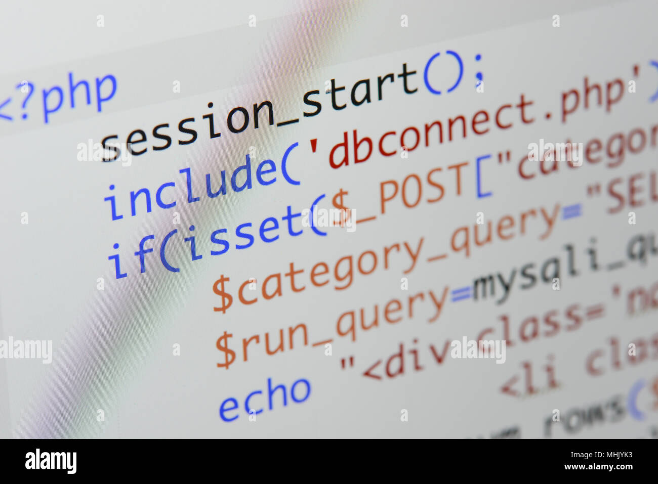 Real Php code developing screen. Programing workflow abstract algorithm ...