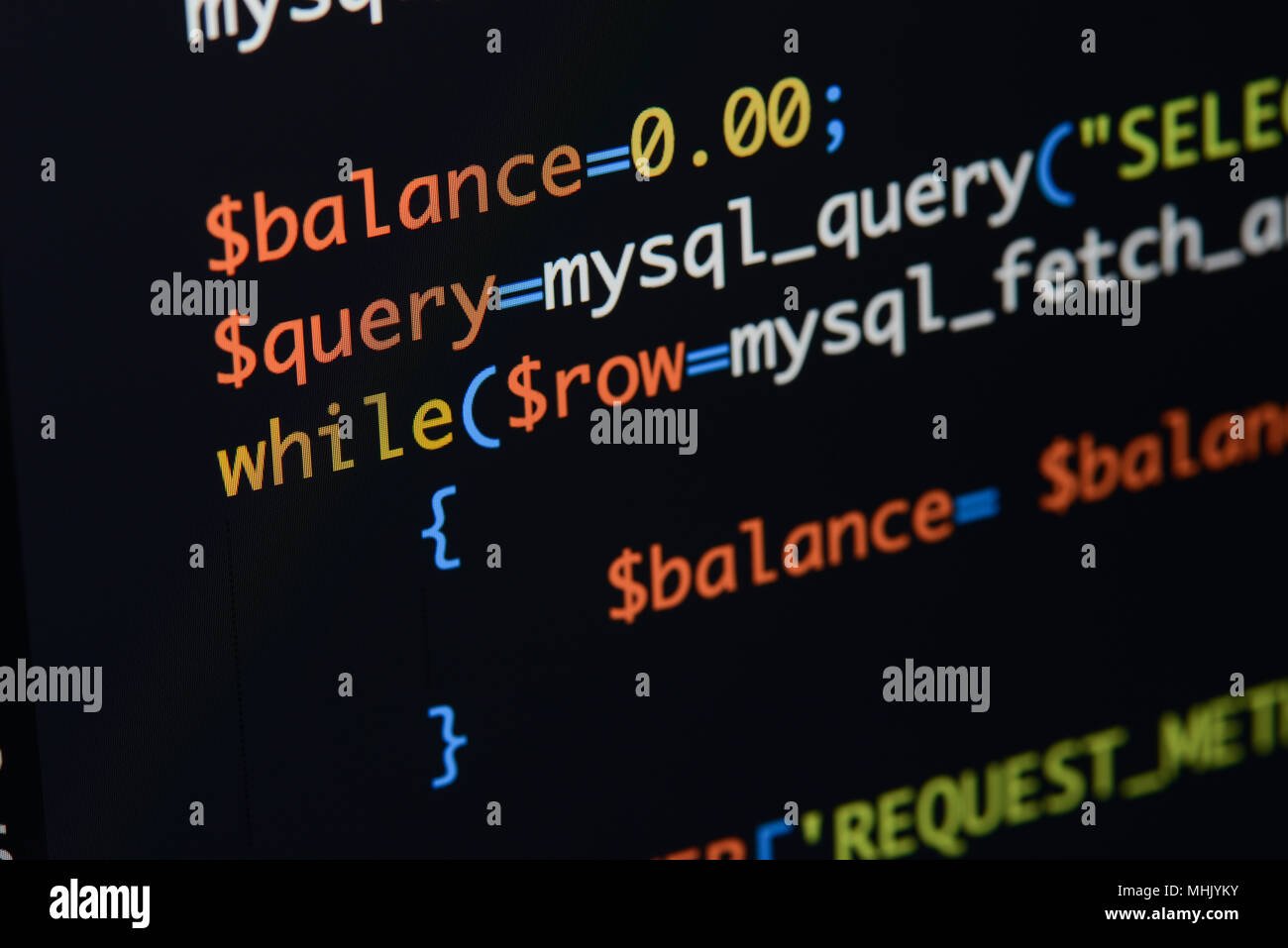 Real Php code developing screen. Programing workflow abstract algorithm ...