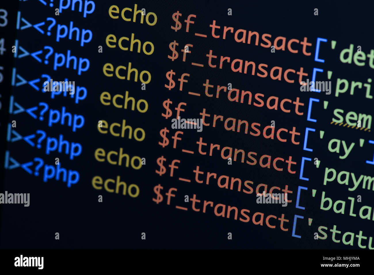 Real Php code developing screen. Programing workflow abstract algorithm ...