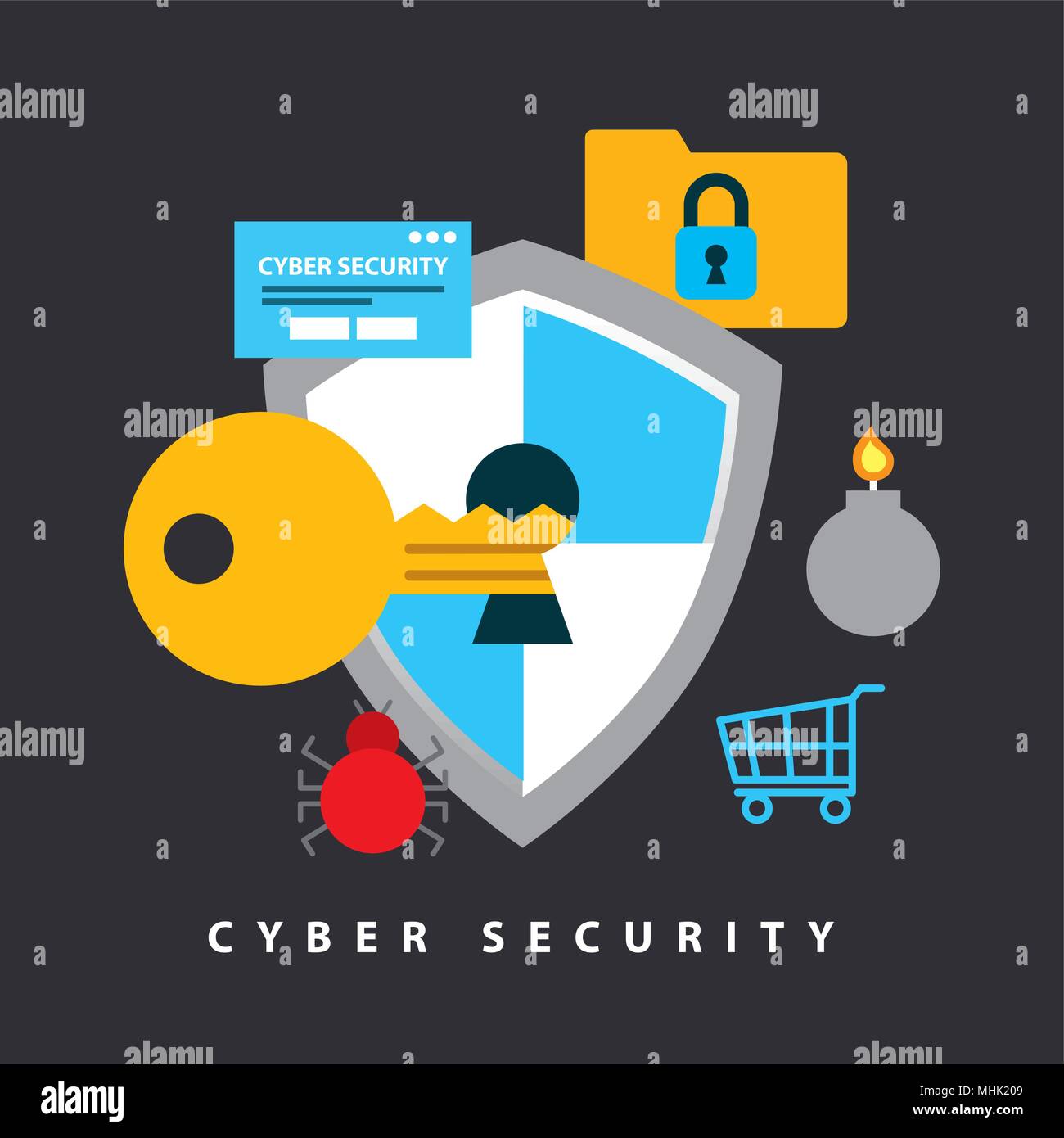 cyber security technology Stock Vector