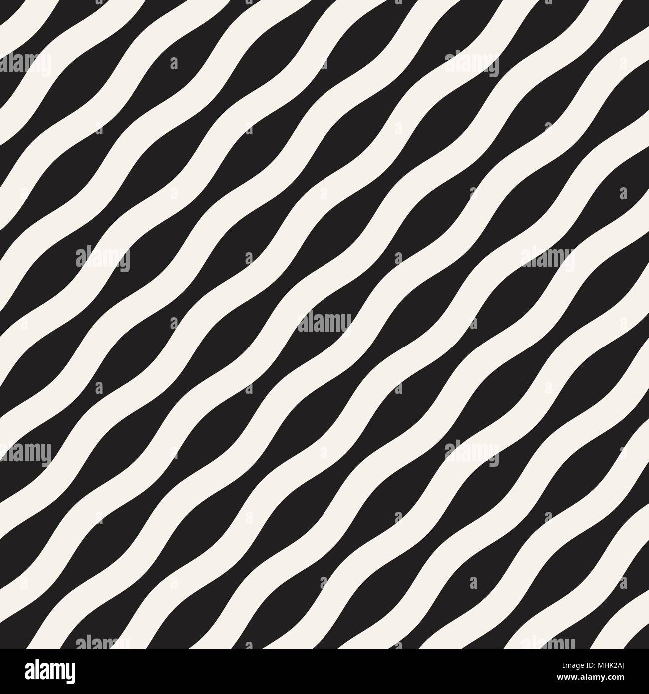 Vector seamless black and white wavy lines pattern. Abstract geometric ...