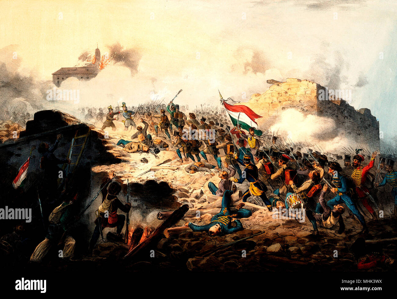 Buda siege was the highlight of the 1848-49 Revolution and War of Independence's Spring Campaign, which lasted from 4 May to May 21, 1849 and ended with the victory of the besieging Hungarian forces. Stock Photo