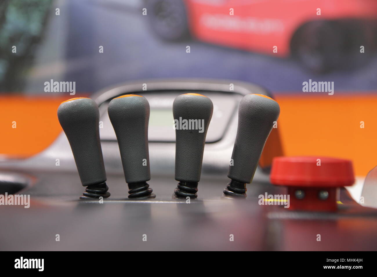 machine handles and joysticks, buttons, switches Stock Photo - Alamy