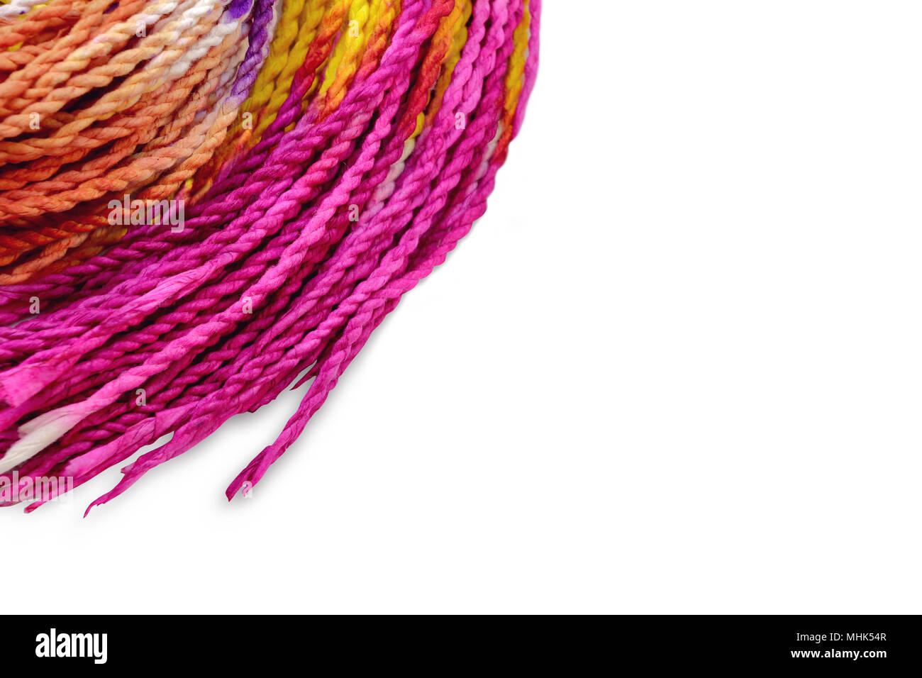 colorful rope for handicraft twist on white background Stock Photo - Alamy