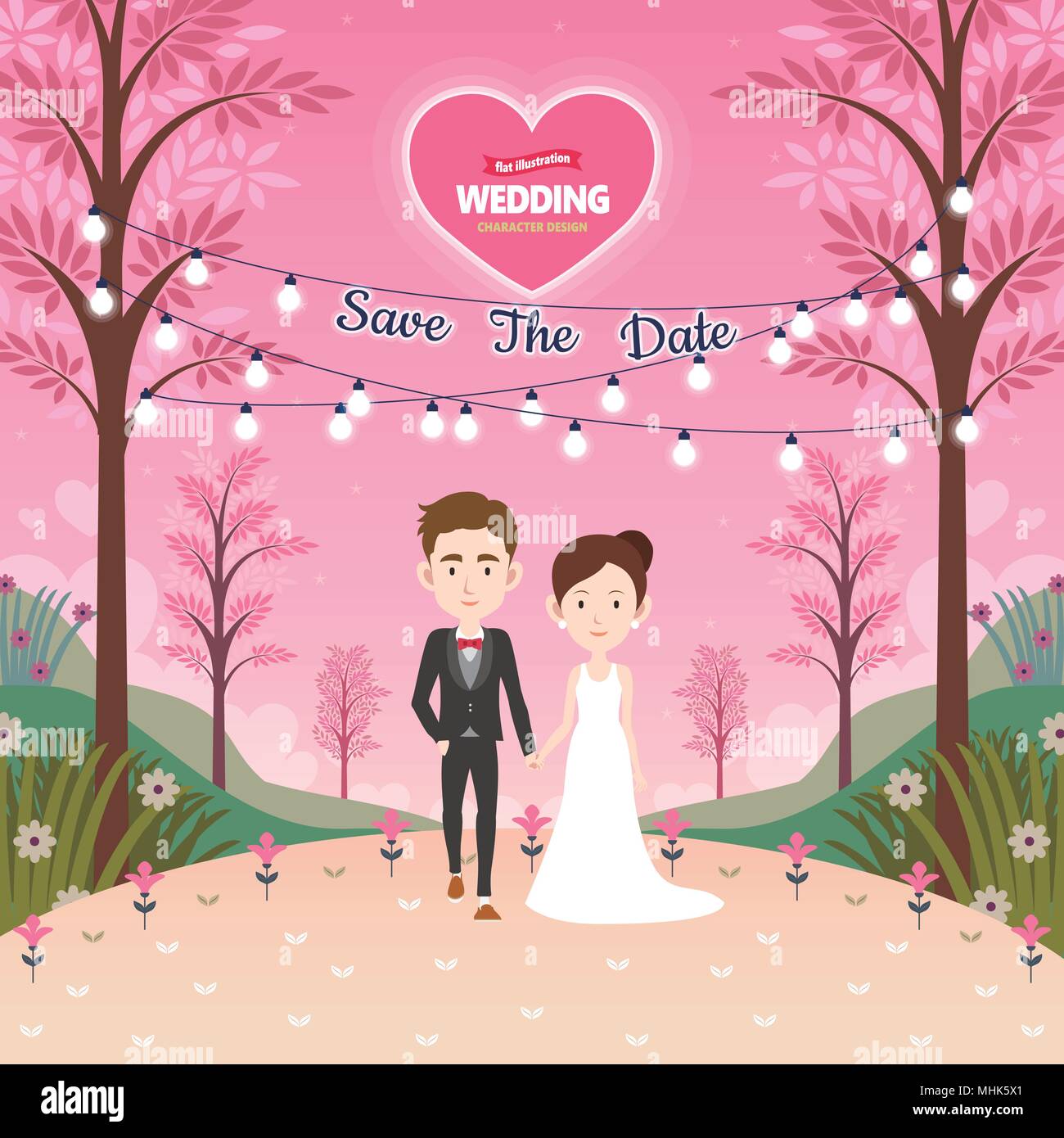 Save the date wedding template character design in flat style Stock Vector  Image & Art - Alamy