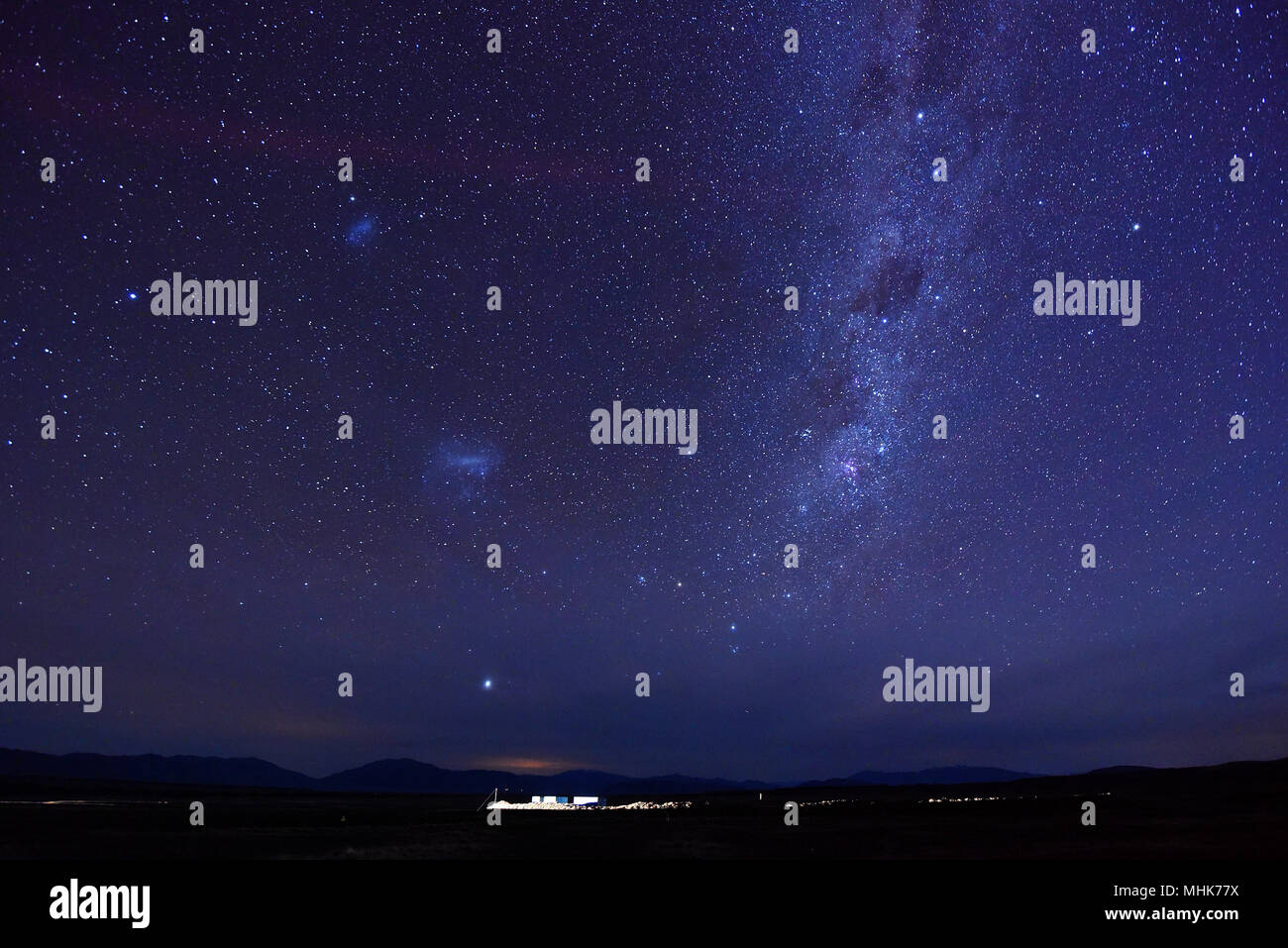 Starry night Milky Way galaxy at the church of the good shepherd Stock ...