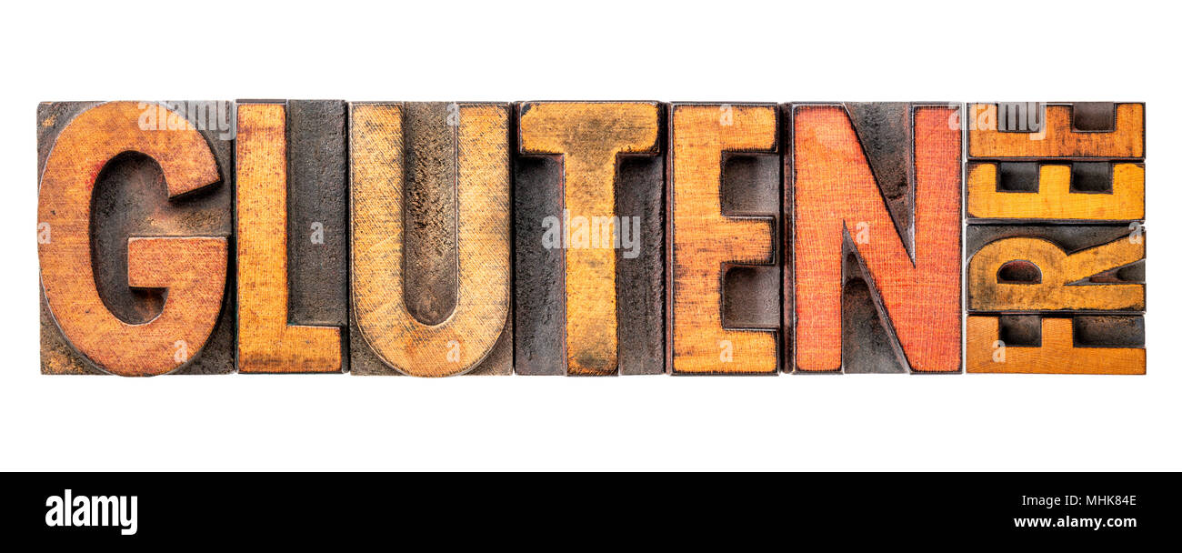 Gluten Free Banner Isolated Word Abstract In Vintage Letterpress