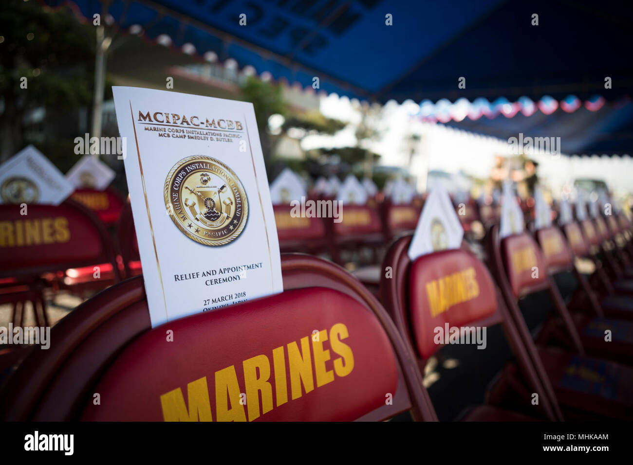 A program sits on display before the Marine Corps Installations Pacific ...