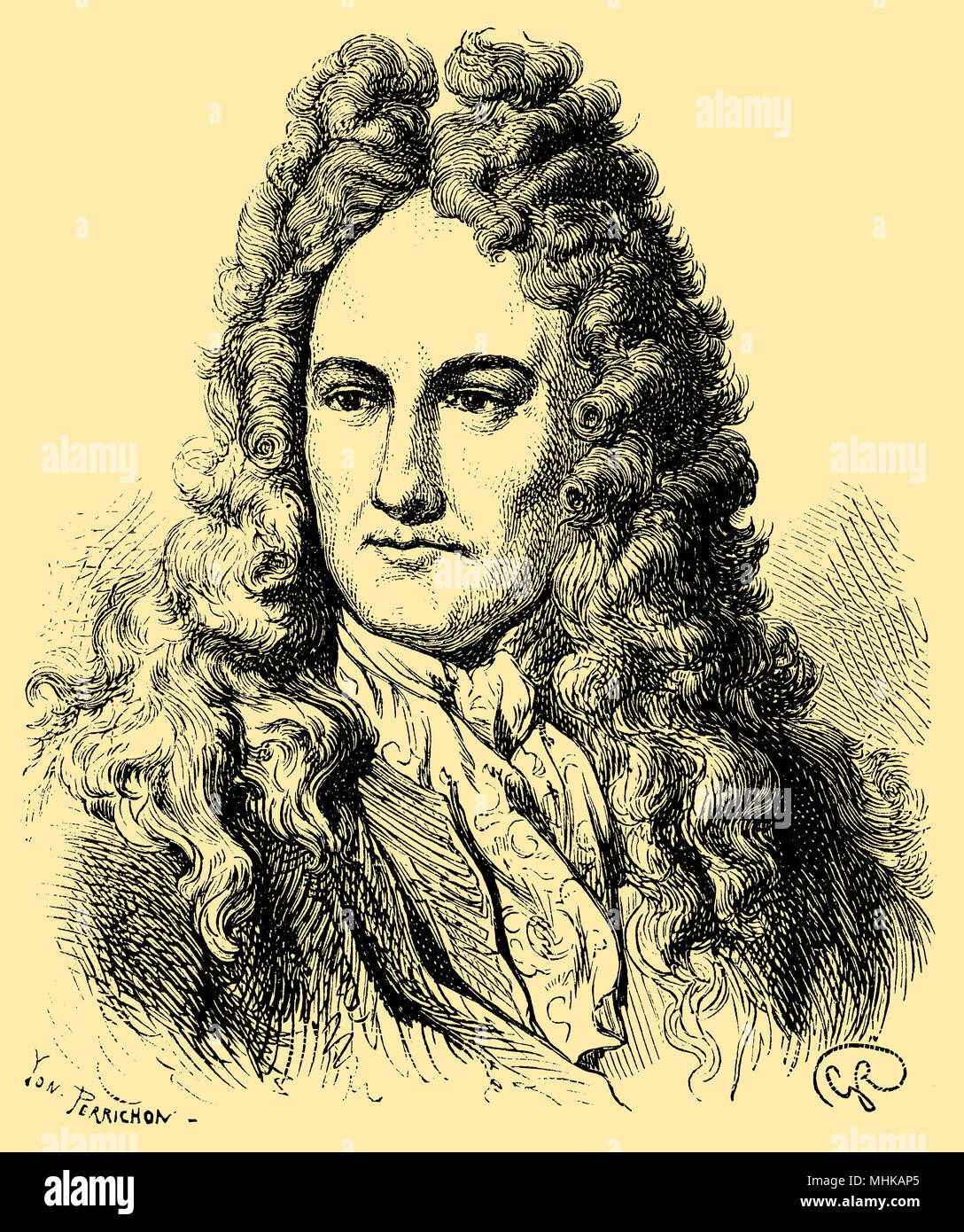 Gottfried Wilhelm Freiherr von Leibniz (born July 6, 1646, died November 14, 1716), Stock Photo