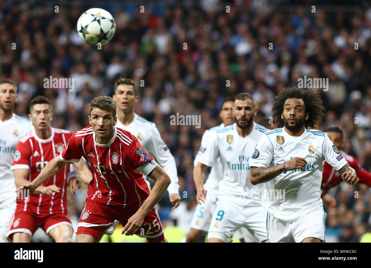 Madrid, Spain. 1st May, 2018. Thomas Muller (Bayern Munchen) in action during the UEFA Champions League Semi Final Second Leg match between  Real Madrid and Bayern Munchen at the Santiago Bernabeu. Credit: SOPA Images Limited/Alamy Live News Stock Photo