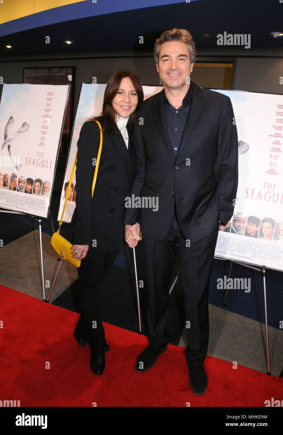 Beverly Hills, California, USA. 1st May, 2018. (L-R) Producer Leslie Urdang and actor Jon Tenney attend the premiere of Sony Pictures Classics' 'The Seagull' at Writers Guild Theater on May 1, 2018 in Beverly Hills, California. Photo by Barry King/Alamy Live News Stock Photo