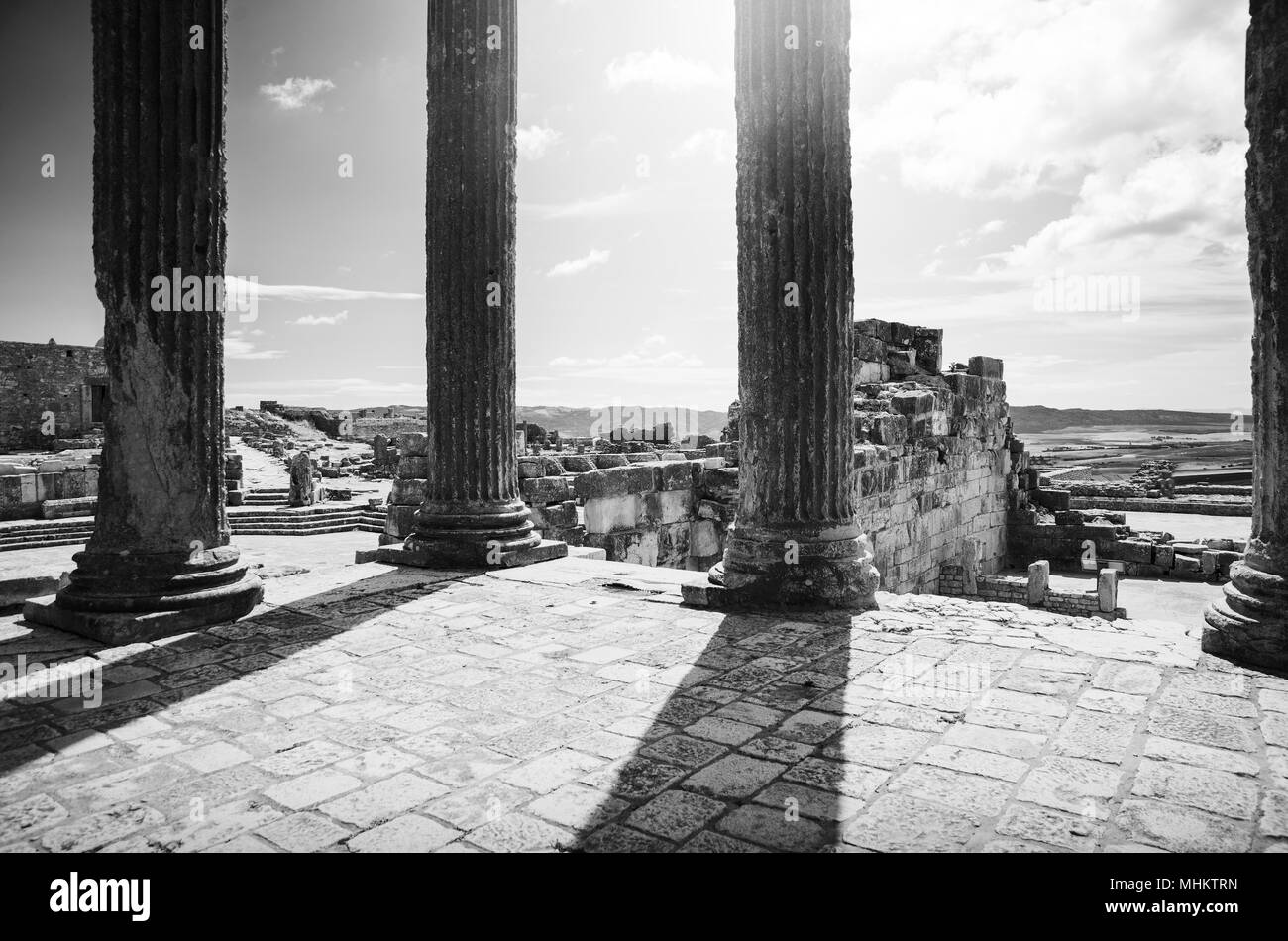 Dougga ancient roman ruins Black and White Stock Photos & Images - Alamy