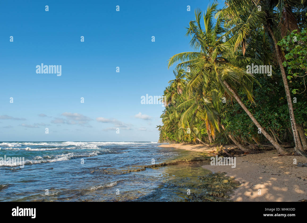 Paradise wild beach of Manzanillo Park in Costa Rica Stock Photo