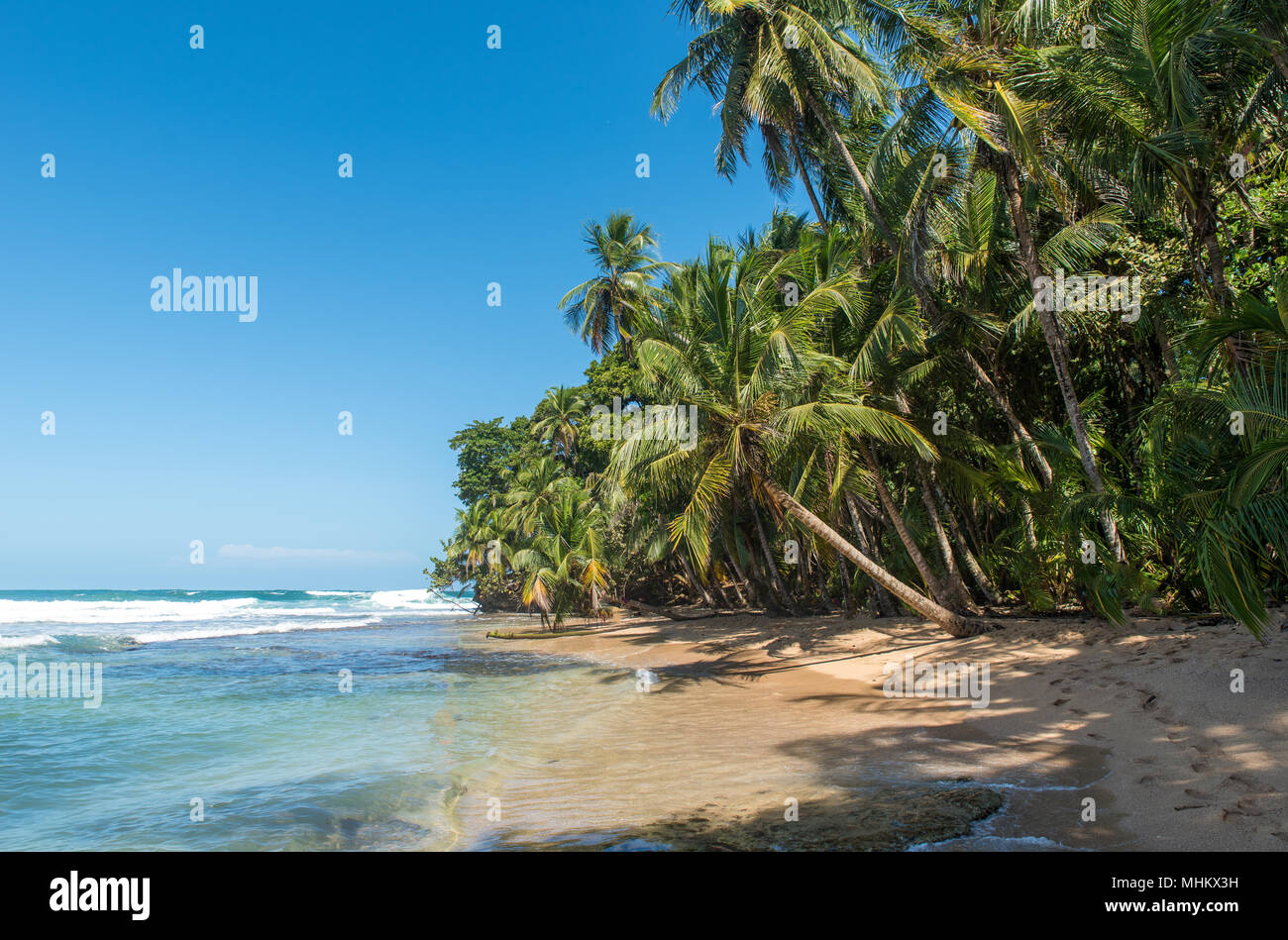 Paradise wild beach of Manzanillo Park in Costa Rica Stock Photo