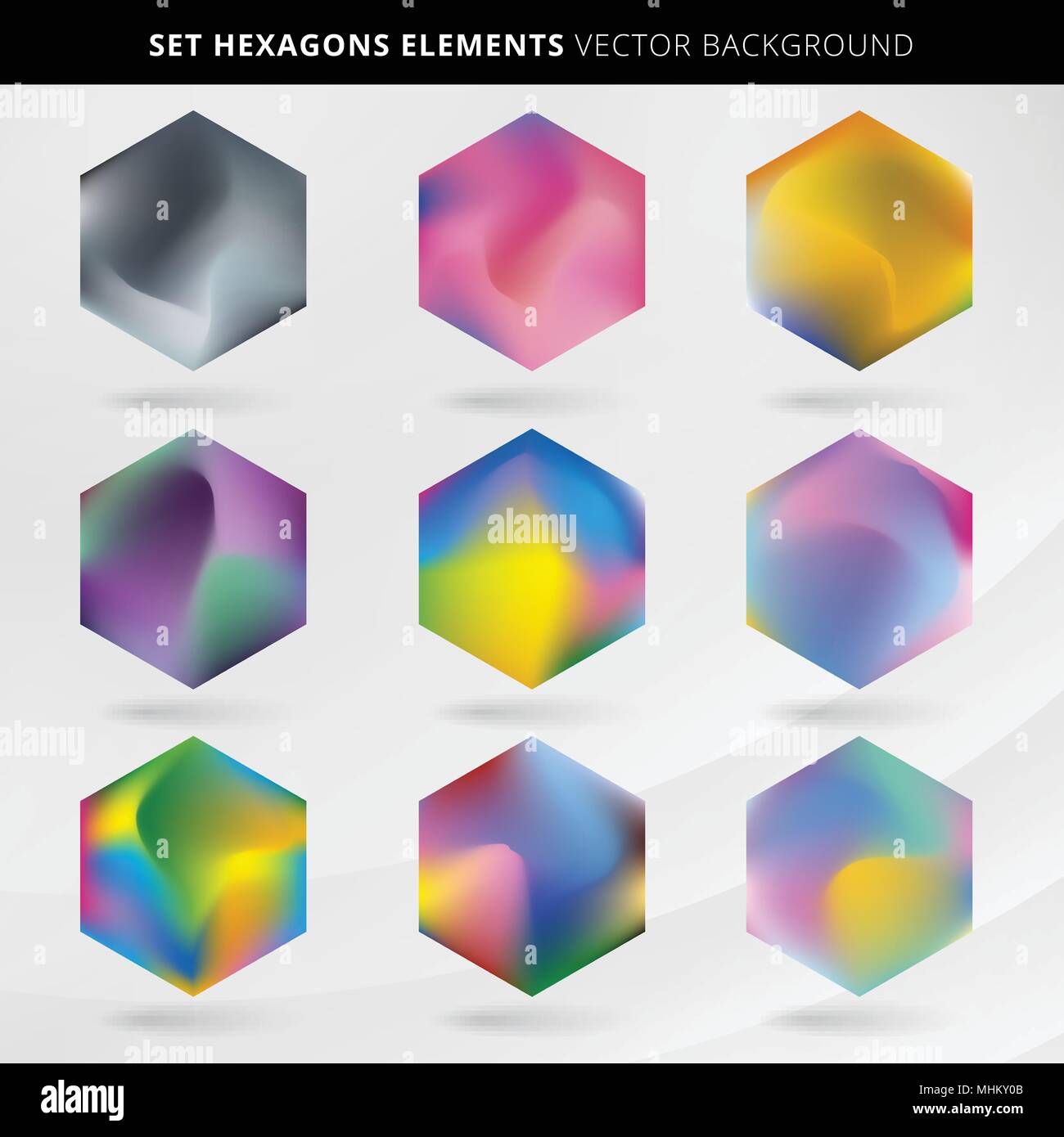 Abstract collection label and tab hexagon multicolor background. Vector ...