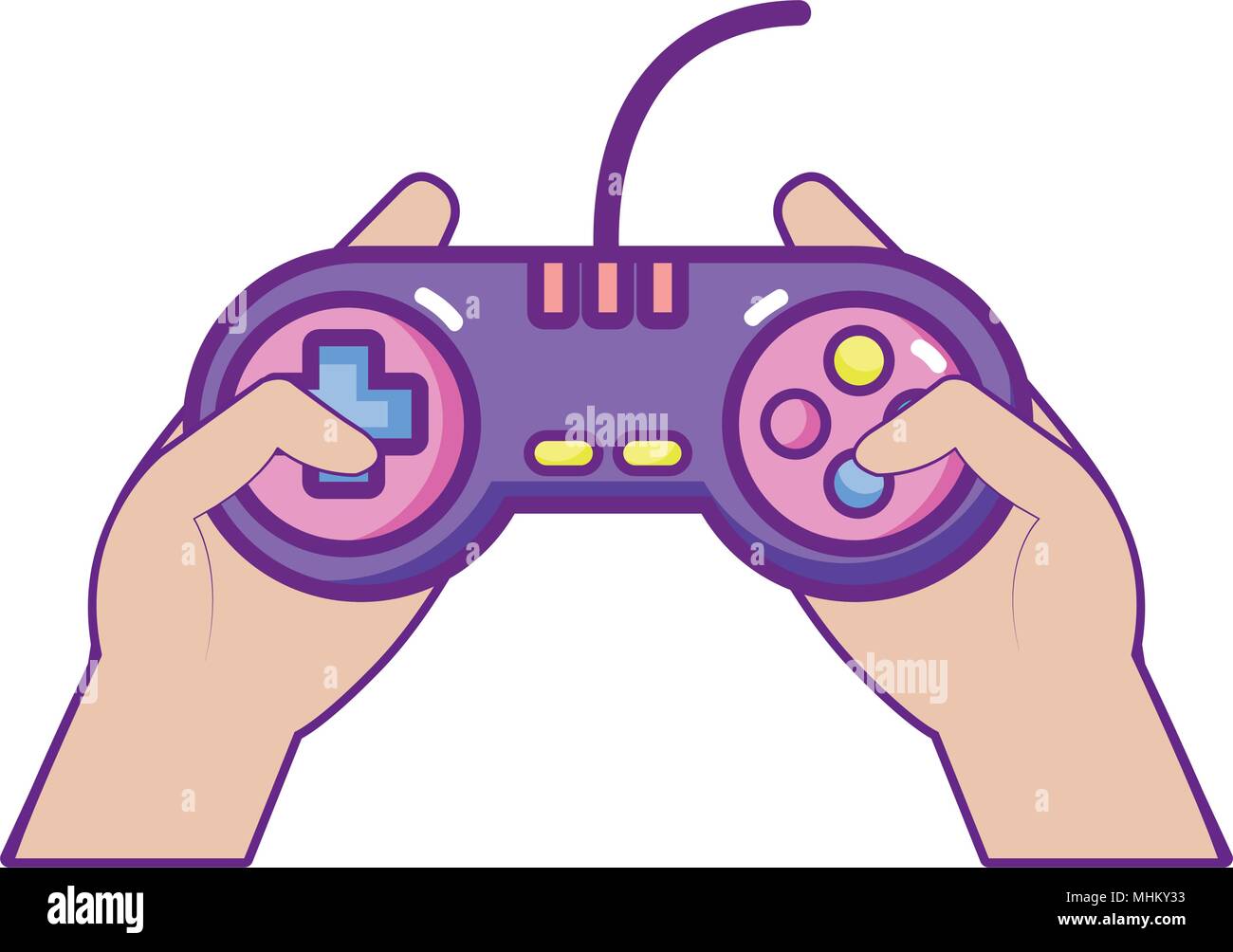 videogame controller technology with buttons in the hands Stock Vector ...