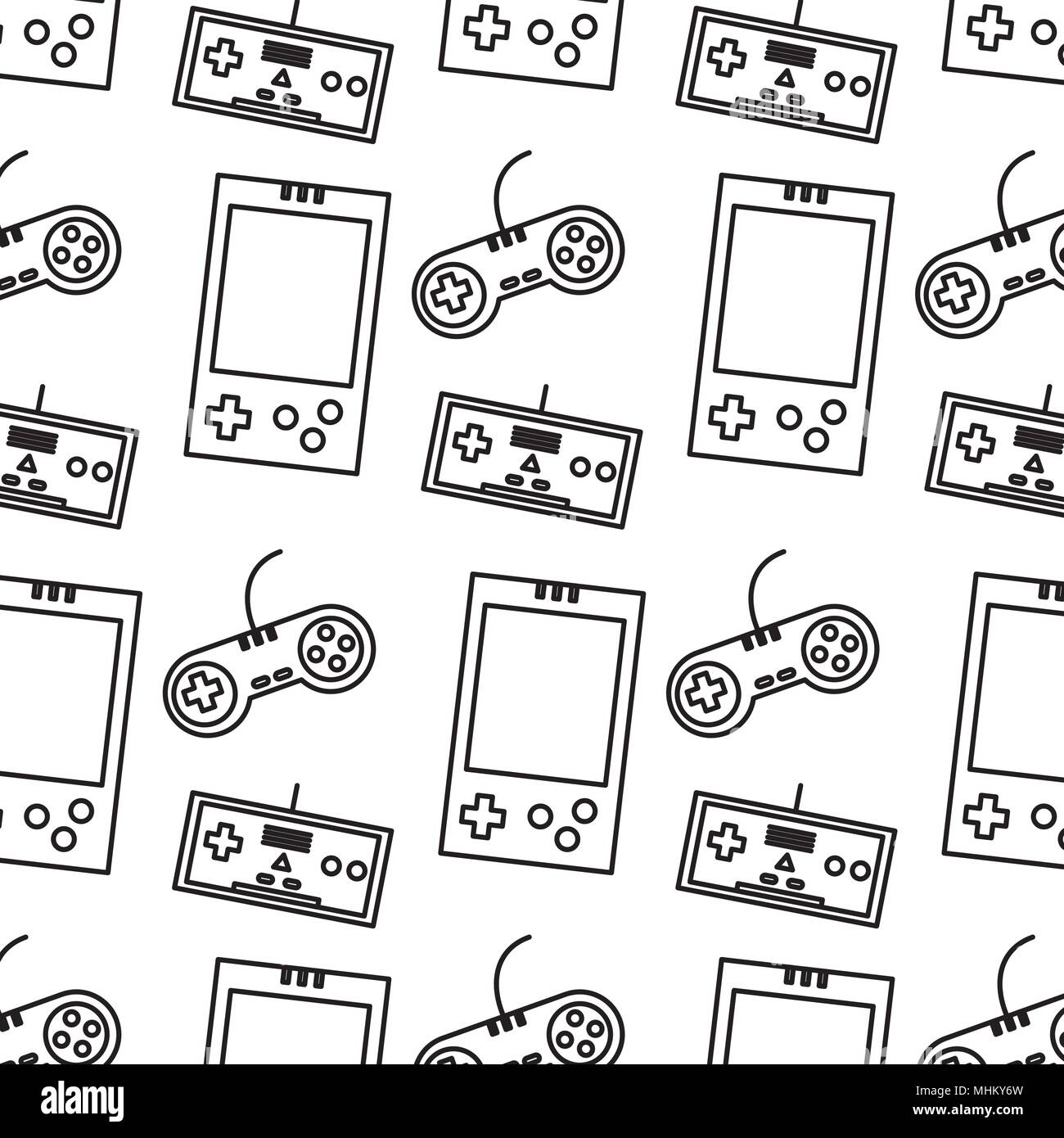 line electronic gamepad and controllers technology background Stock ...