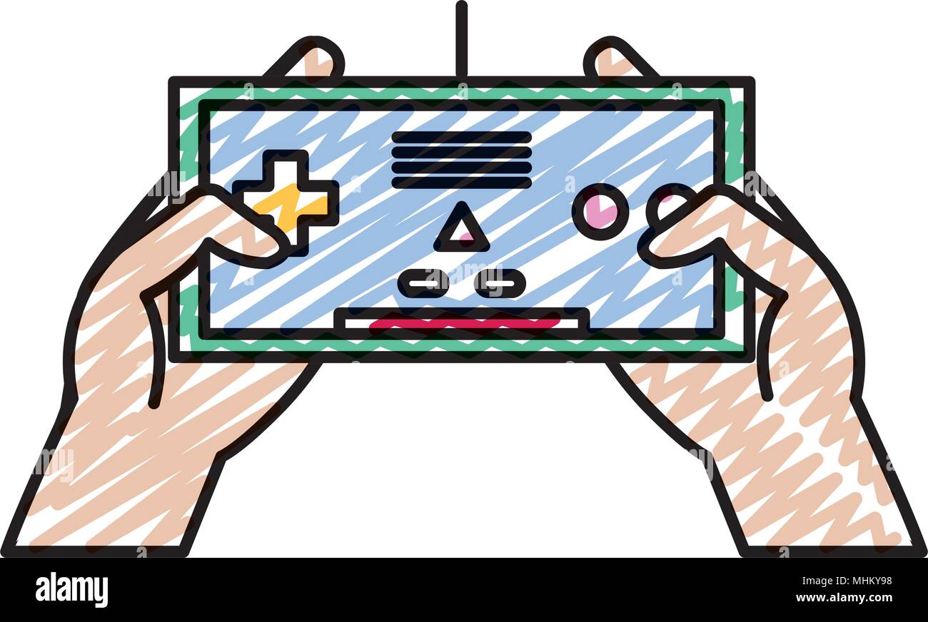doodle electronic videogame controller technology in the hands Stock ...