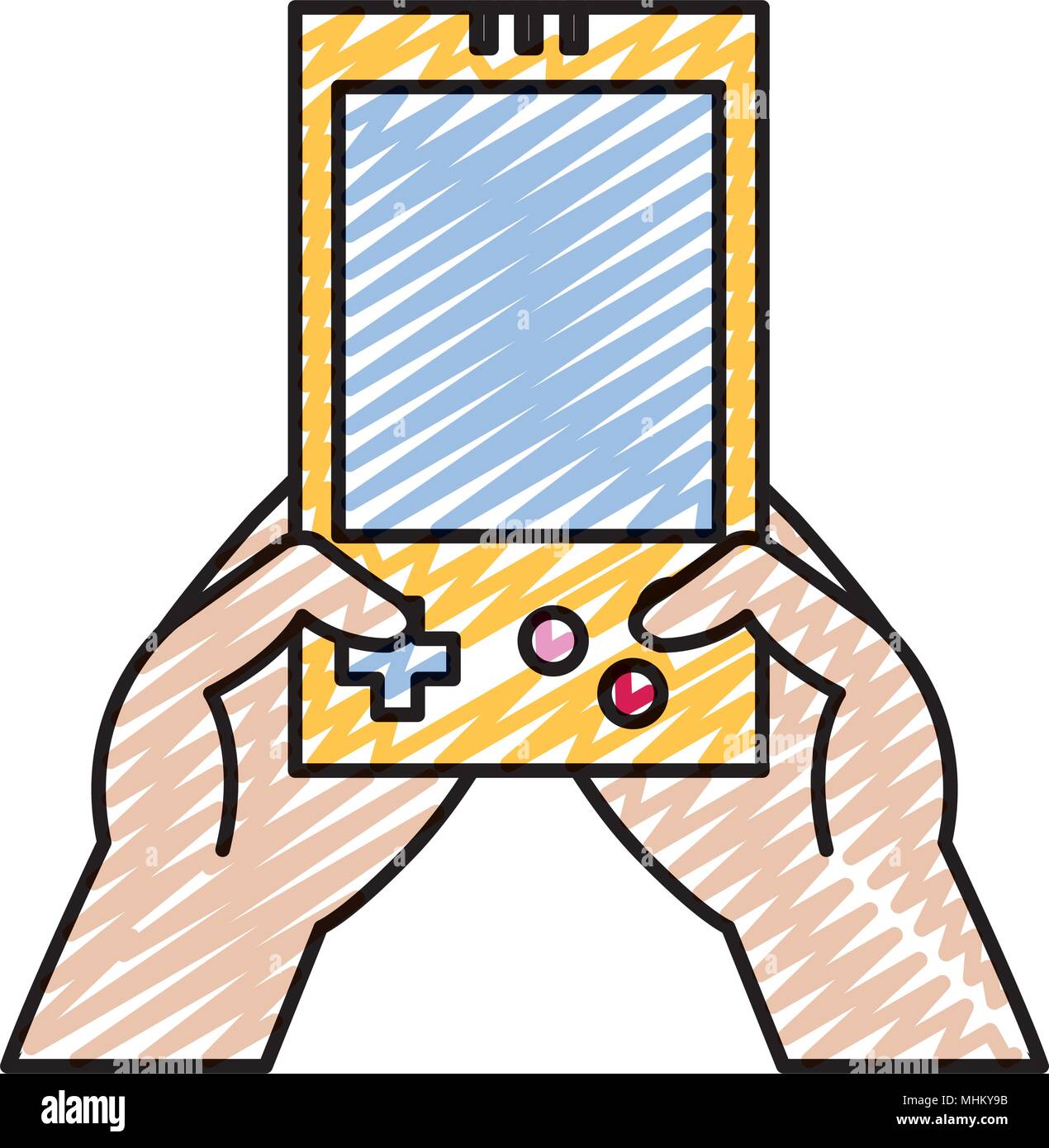 doodle electronic gamepad console technology in the hands Stock Vector ...