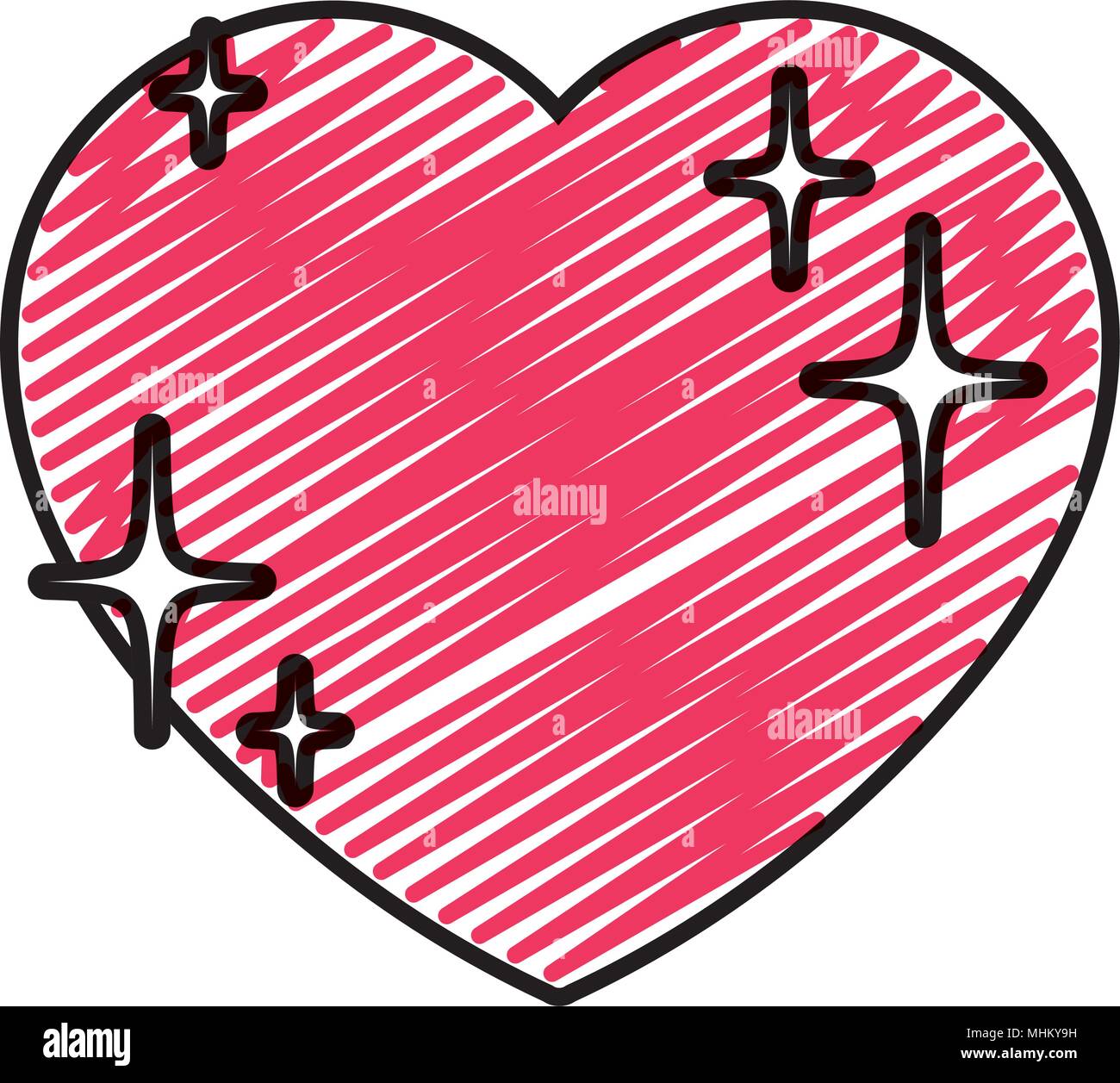 doodle romantic heart symbol and videogame life Stock Vector Image ...