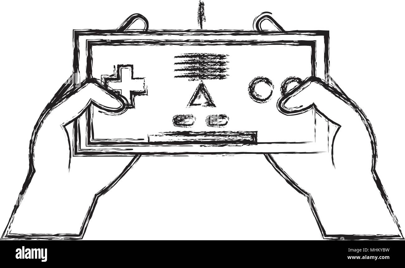 grunge electronic videogame controller technology in the hands Stock ...