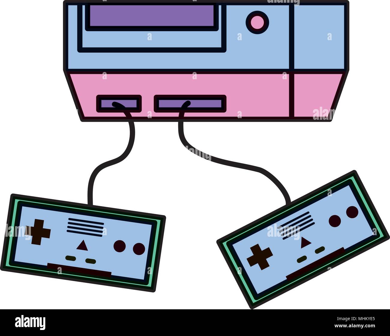 color electronic videogame console with controllers technology Stock ...