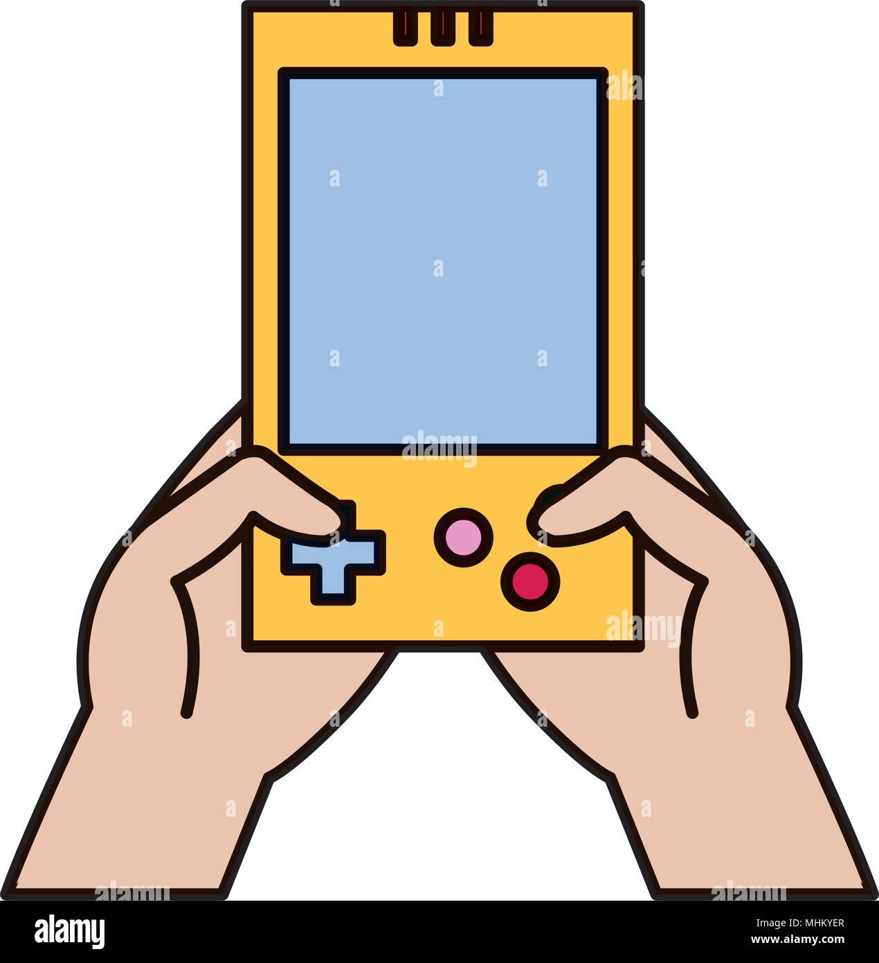 color electronic gamepad console technology in the hands Stock Vector ...