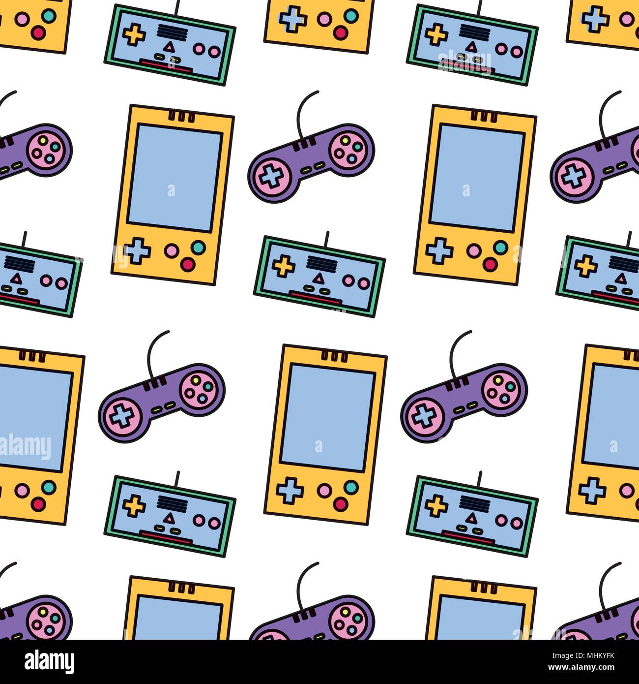 color electronic gamepad and controllers technology background Stock ...