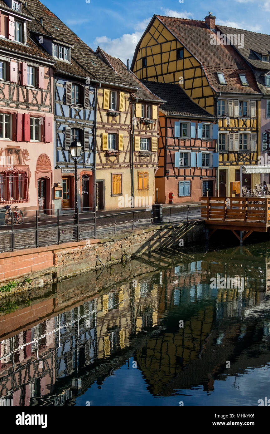 Old buildings in the historic Little Venice area of the old town of Colmar in the Alsace region of northeast France. Stock Photo
