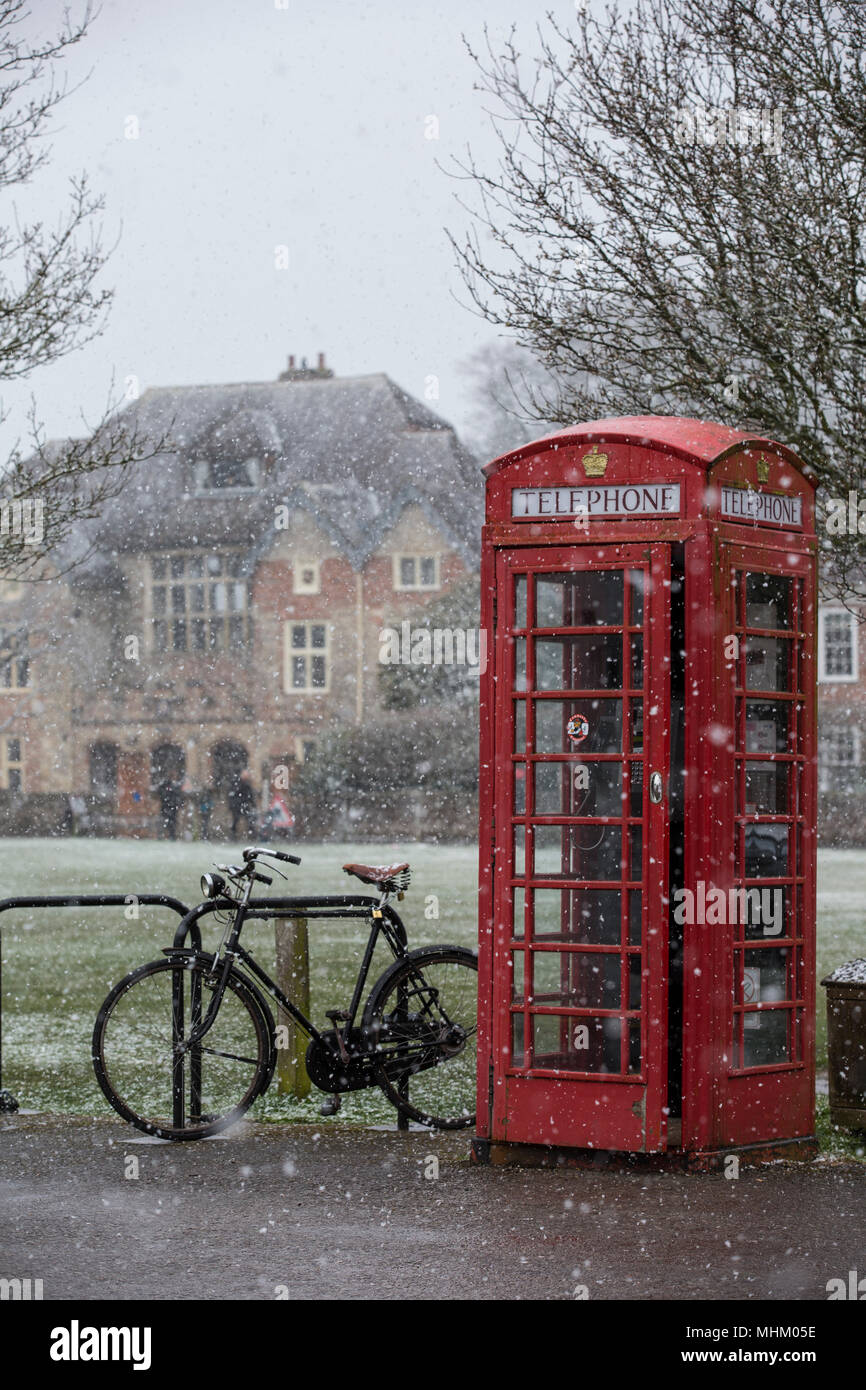 Red telephone box, Choristers Square, Salisbury, Wiltshire, United Kingdom Stock Photo