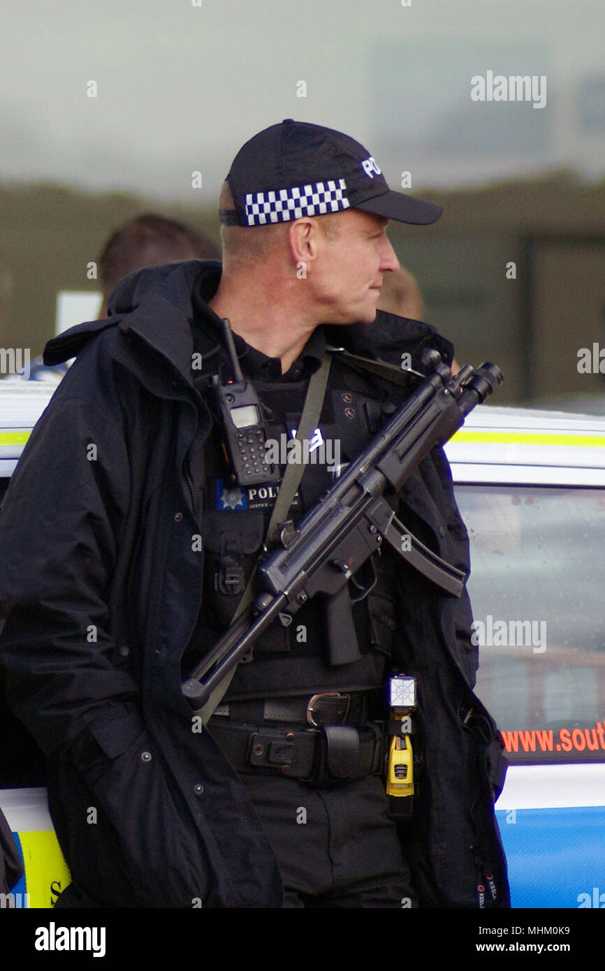British police officer, authorised firearms officer, AFO, Stock Photo