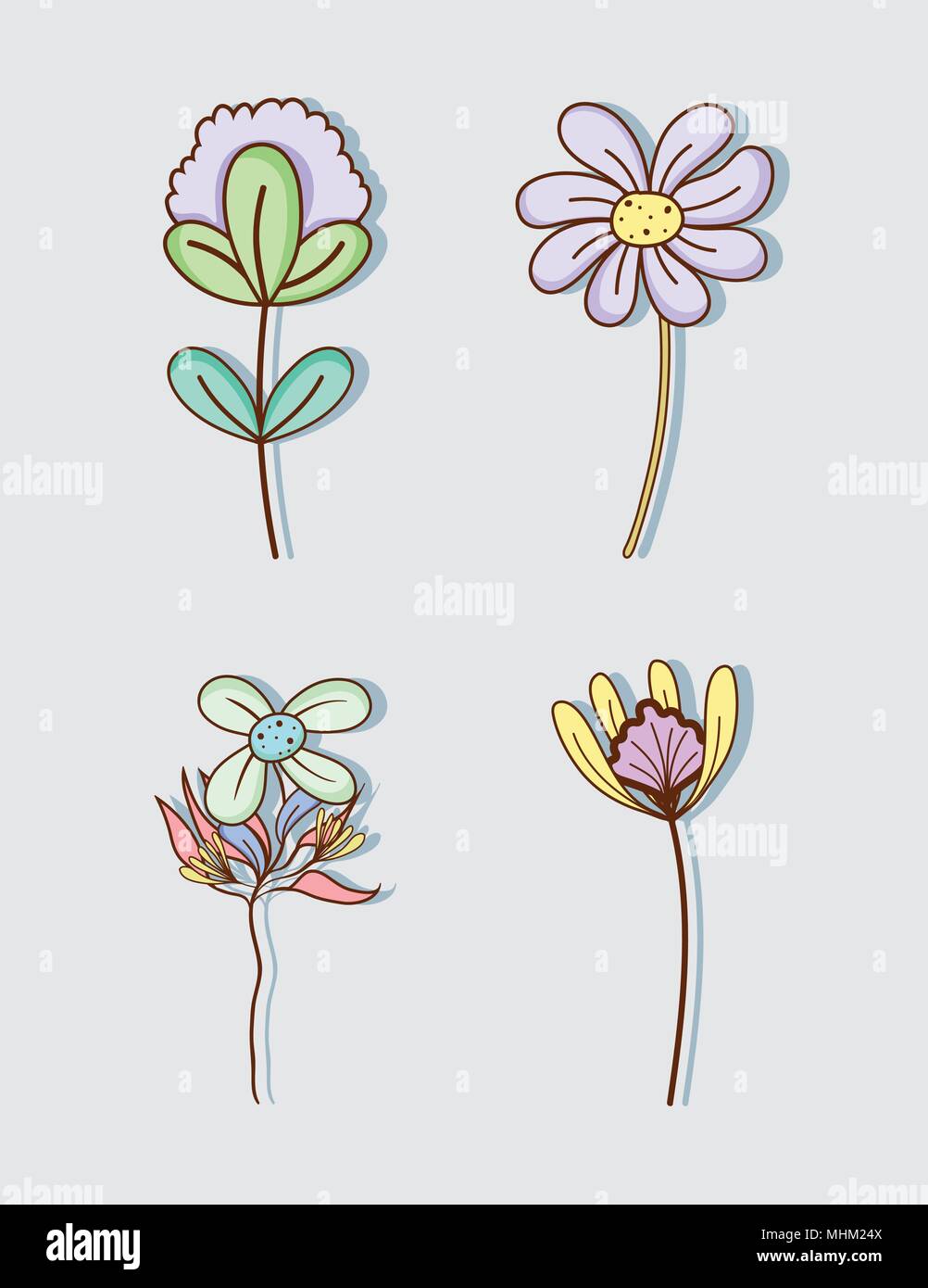 Set of flowers Stock Vector Image & Art - Alamy