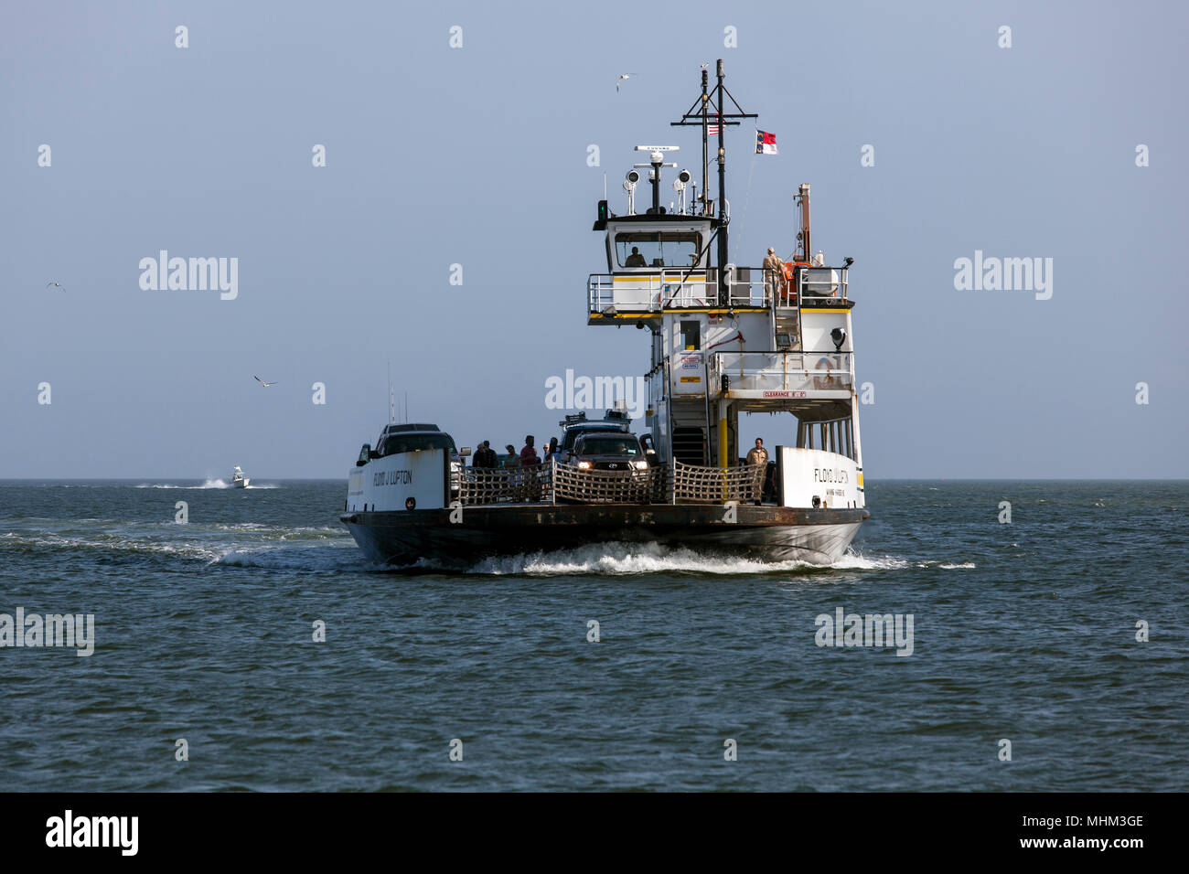 NC01555-00...NORTH CAROLINA - North Carolina Marine Highway ferry boat Floyd J Lupton making the run between Hatteras Island and Ocracoke Island. Stock Photo