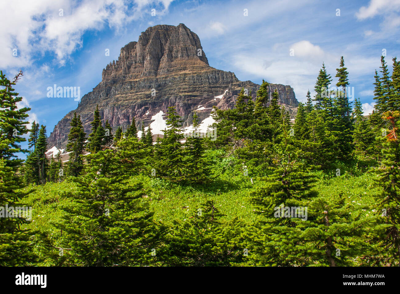 Clements Mountain at Logan's Pass in Glacier National Park in Montana. Stock Photo